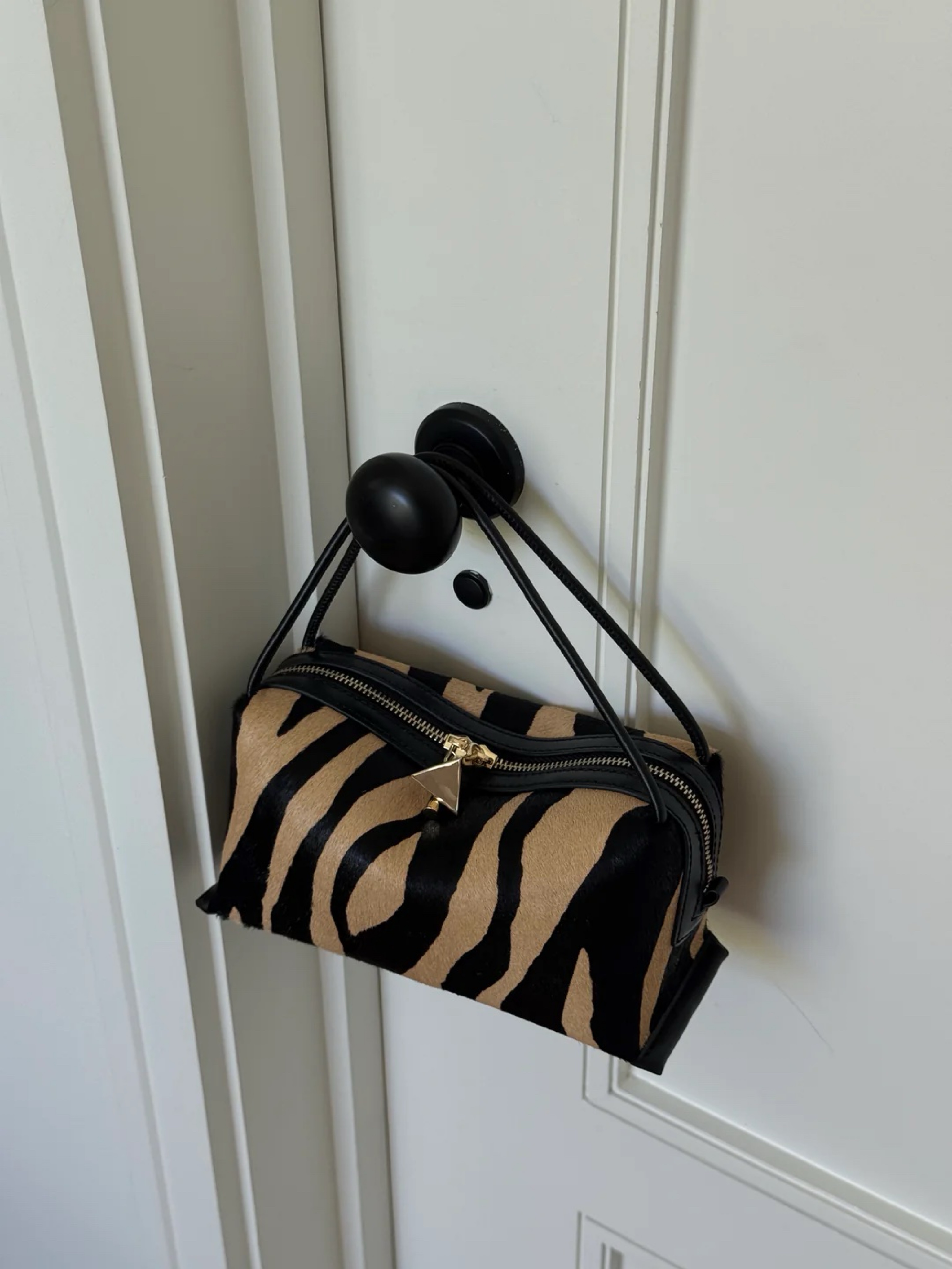 Zebra Calf Hair Caf茅 Mini Bag