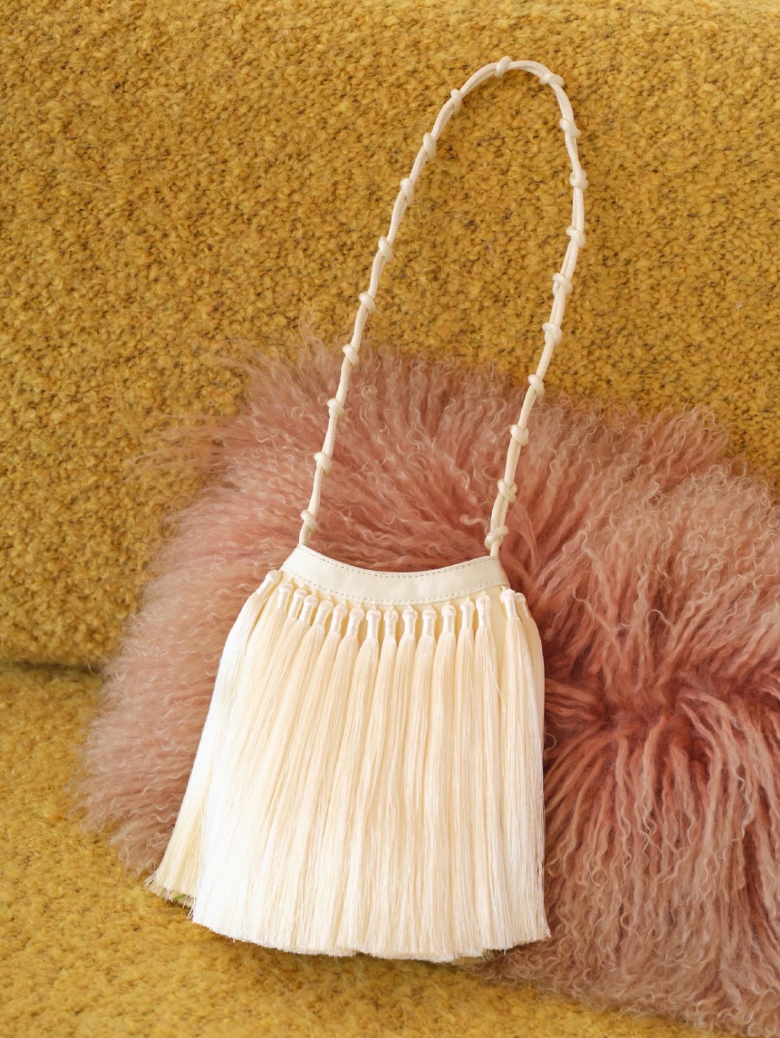 $365 Simon Miller Tassel Knotty Bag in Butter Yellow