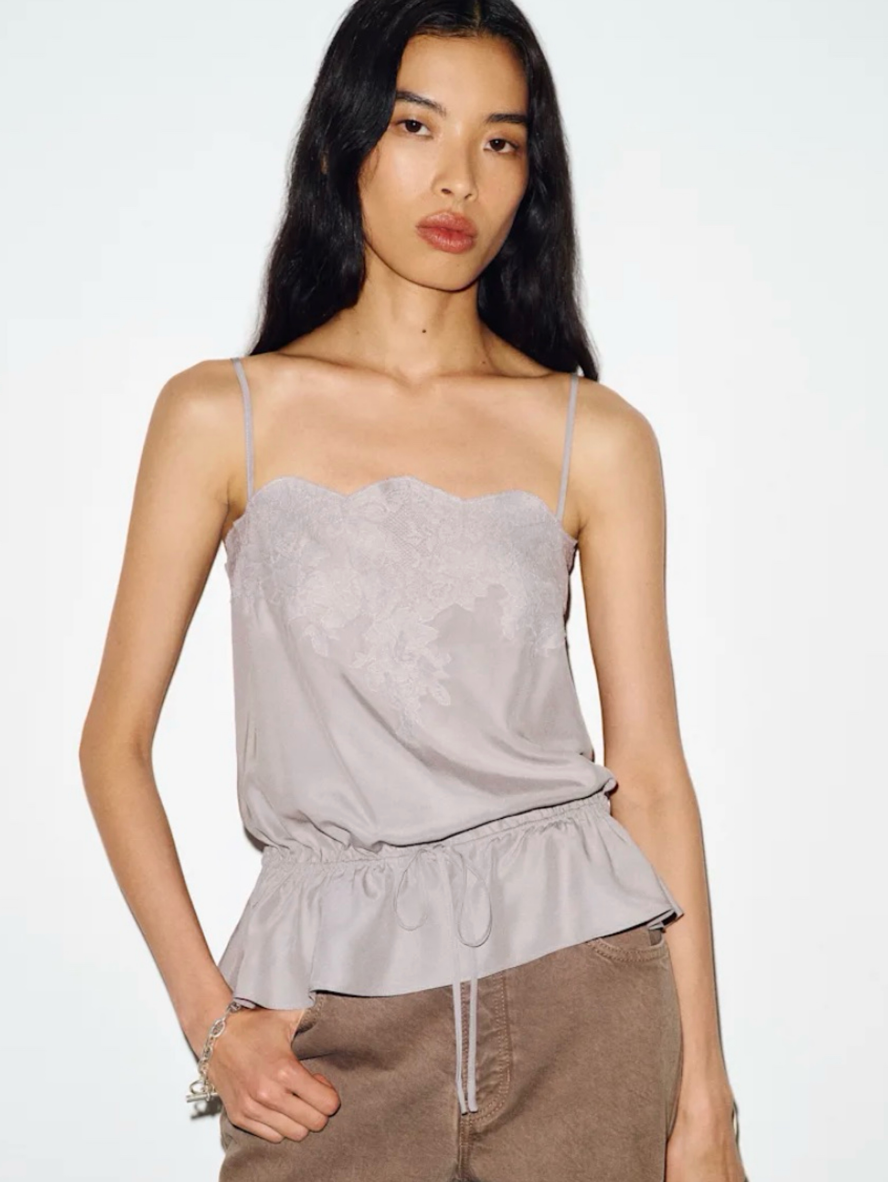Reformation Sylvia Silk Top Purple