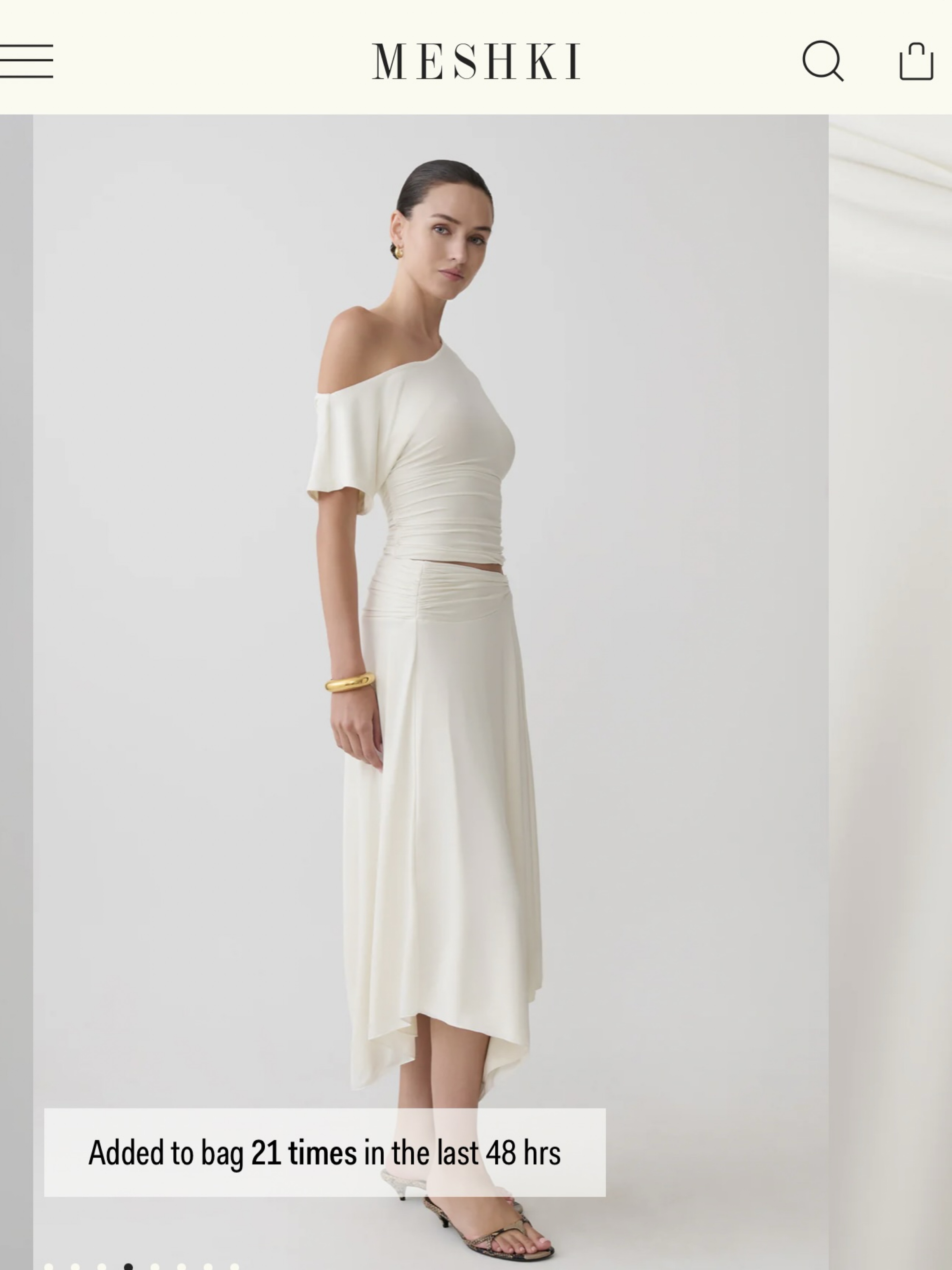 cream ruched midi dress Caroline Hu Grey and Cream Ruched Midi Dress