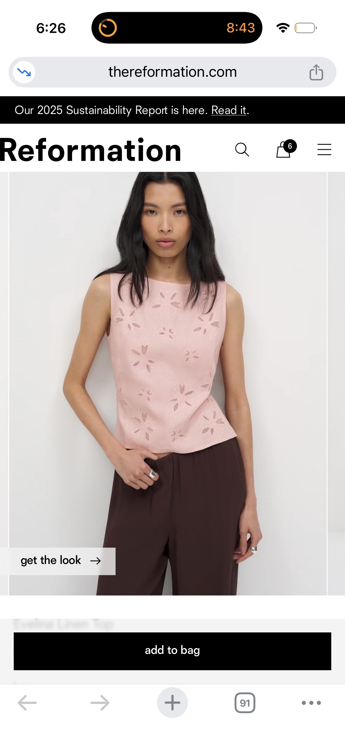 Reformation Evelina Linen Top by Reformation - Pickle