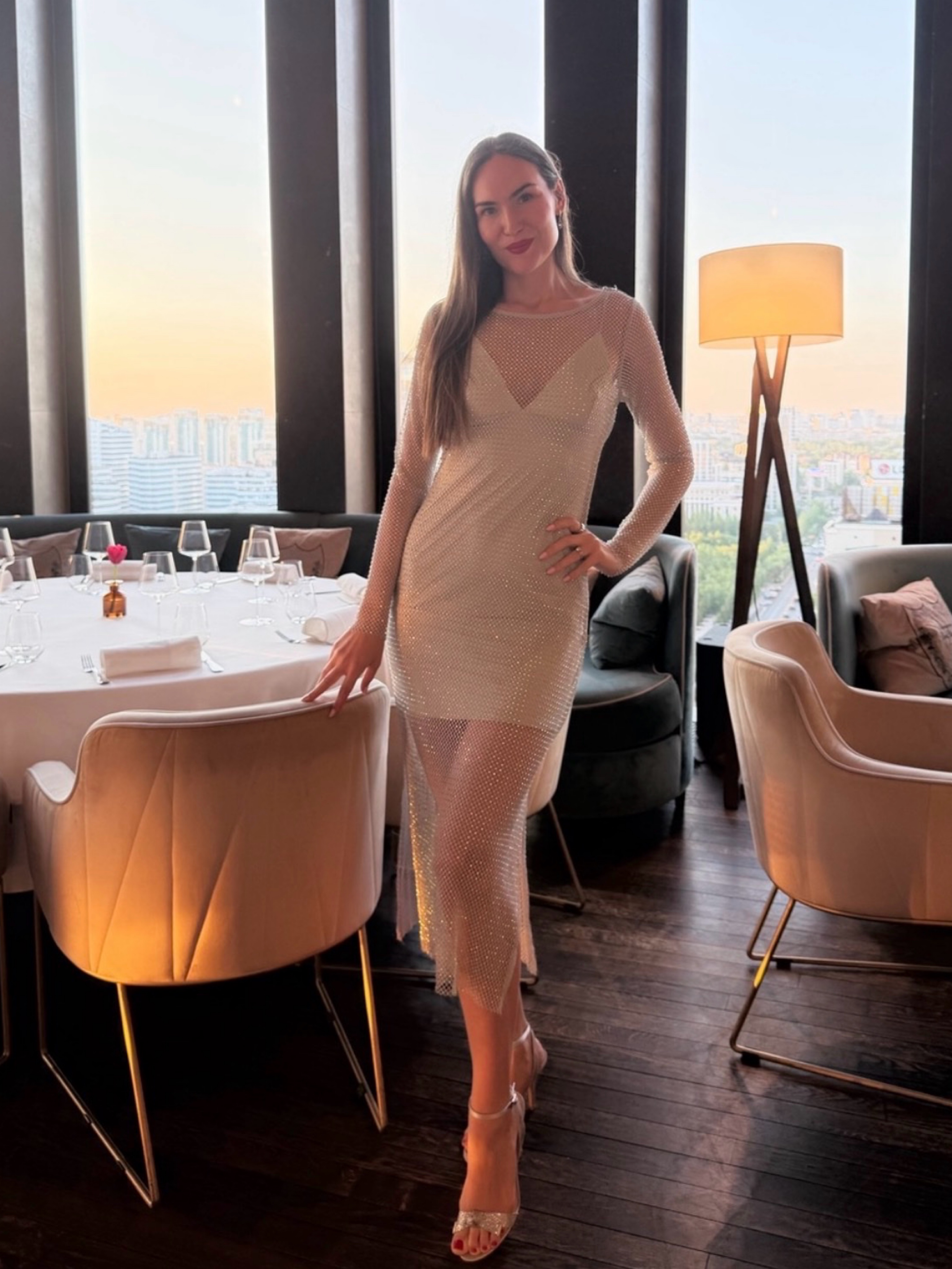 House of Harlow 1960 Sheer White Long Sleeve Dress by House of