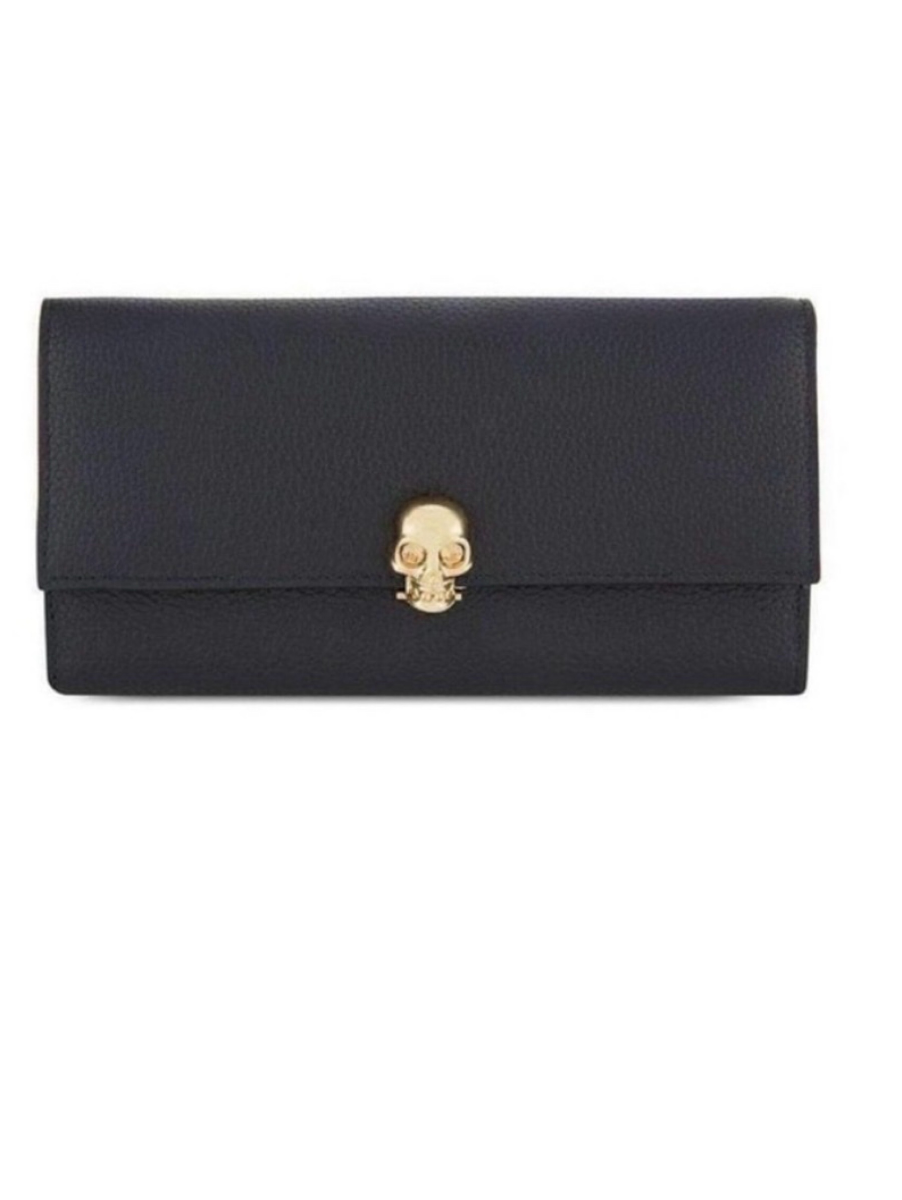 Alexander McQueen Black Pebbled Leather Skull Wallet by Alexander