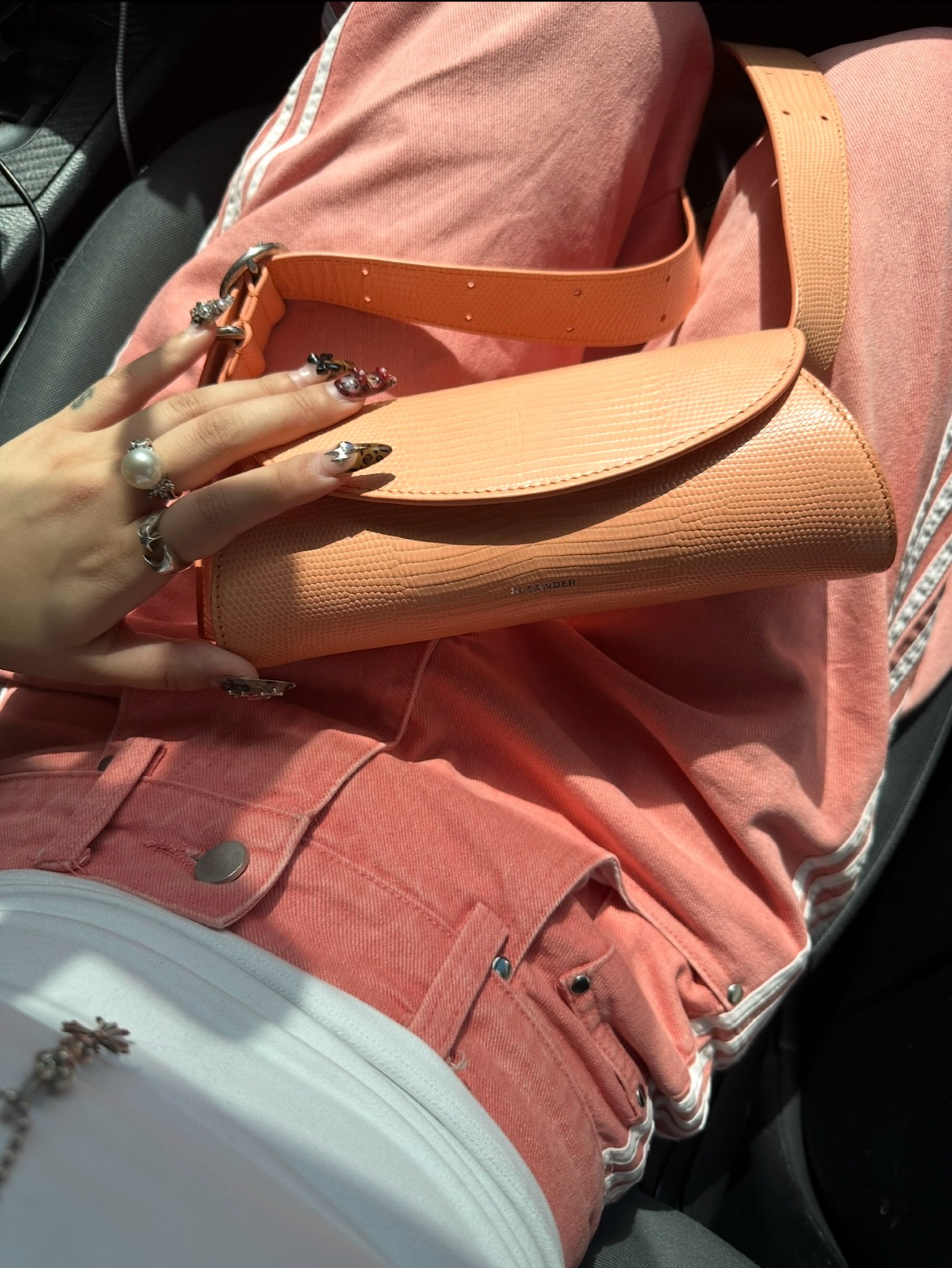 Jil Sander Mini Cannolo Bag - coral