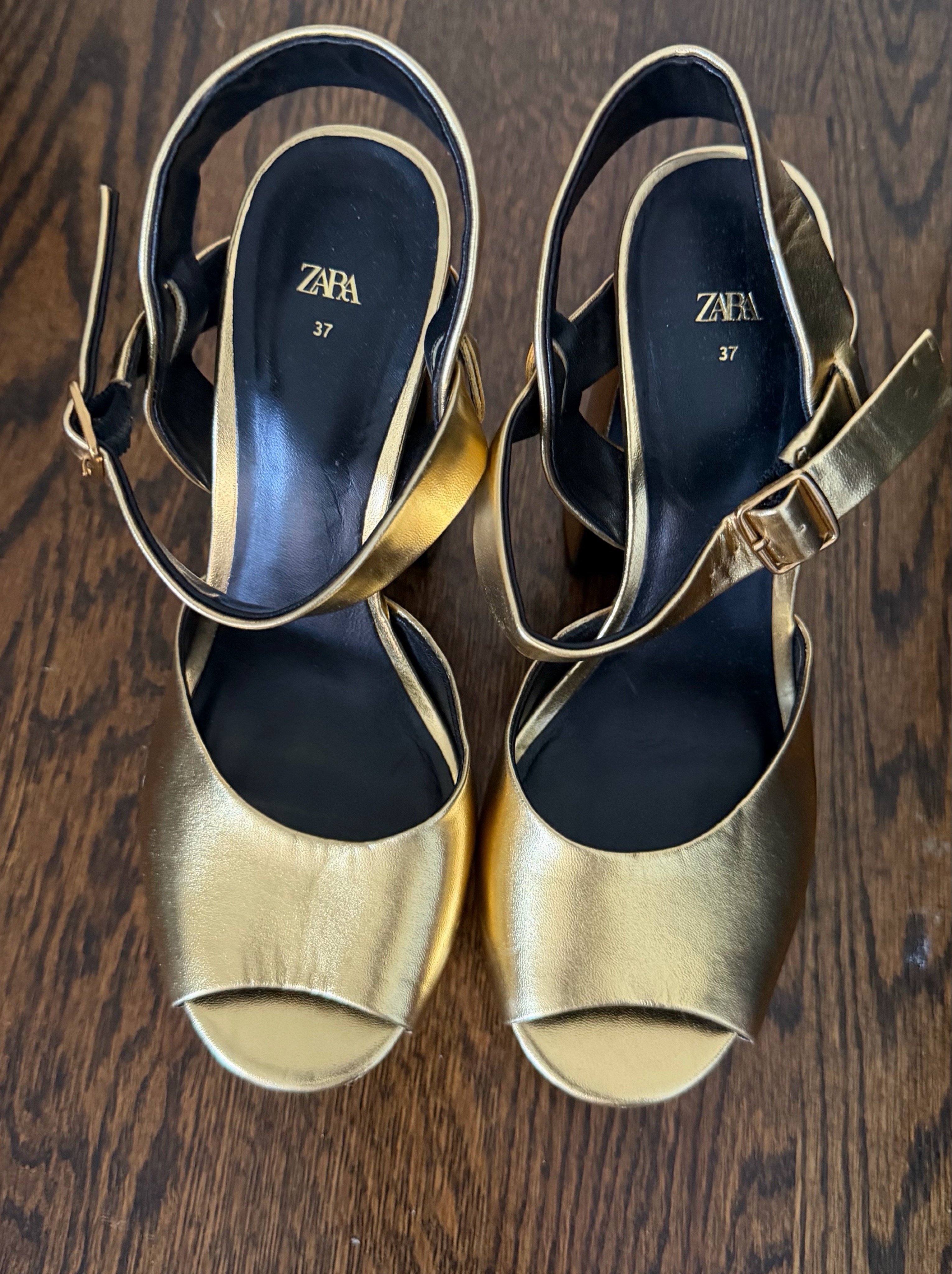 Zara Gold Metallic Platform Heels by Zara - Pickle