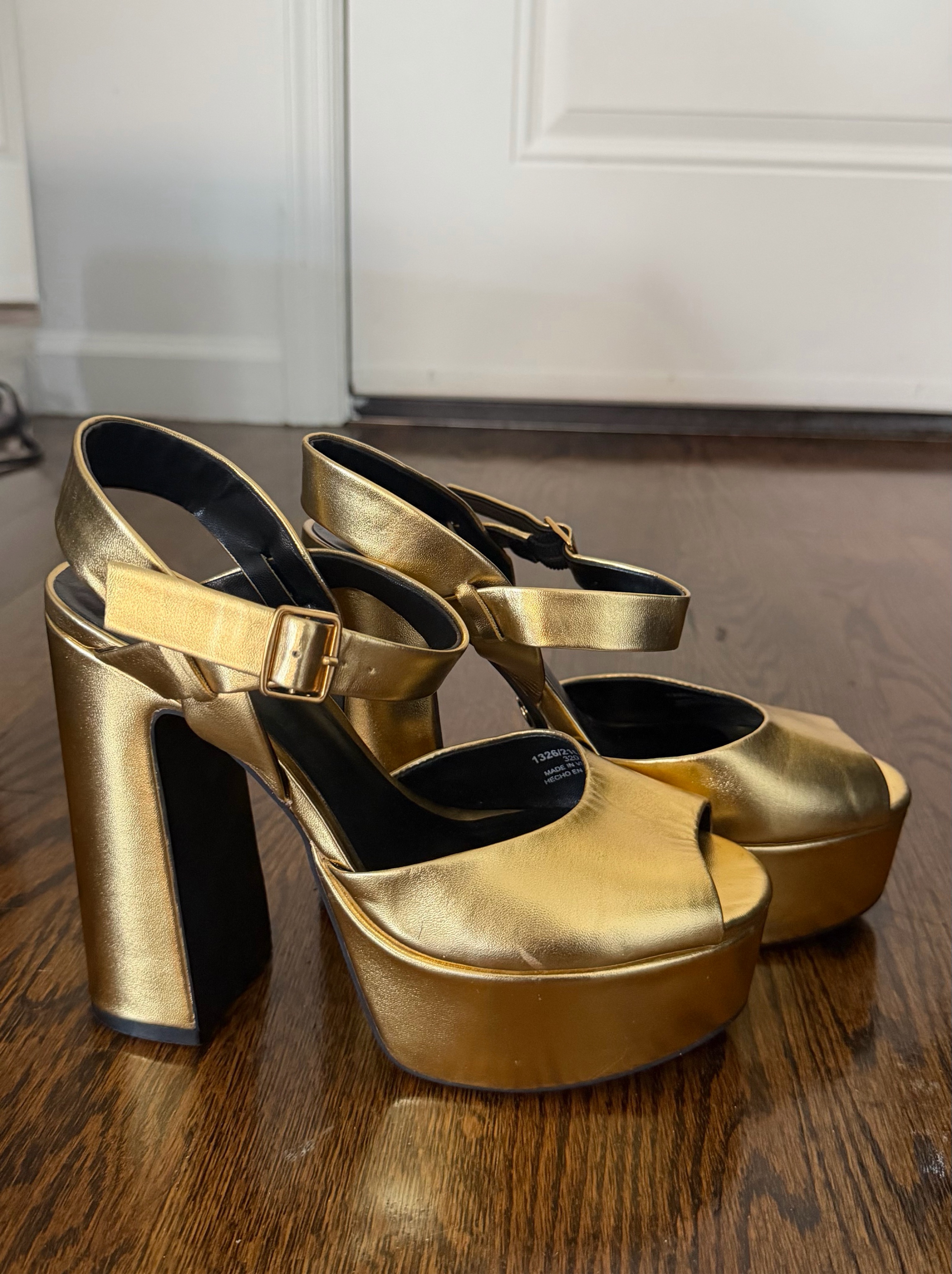 Zara Gold Metallic Platform Heels by Zara - Pickle
