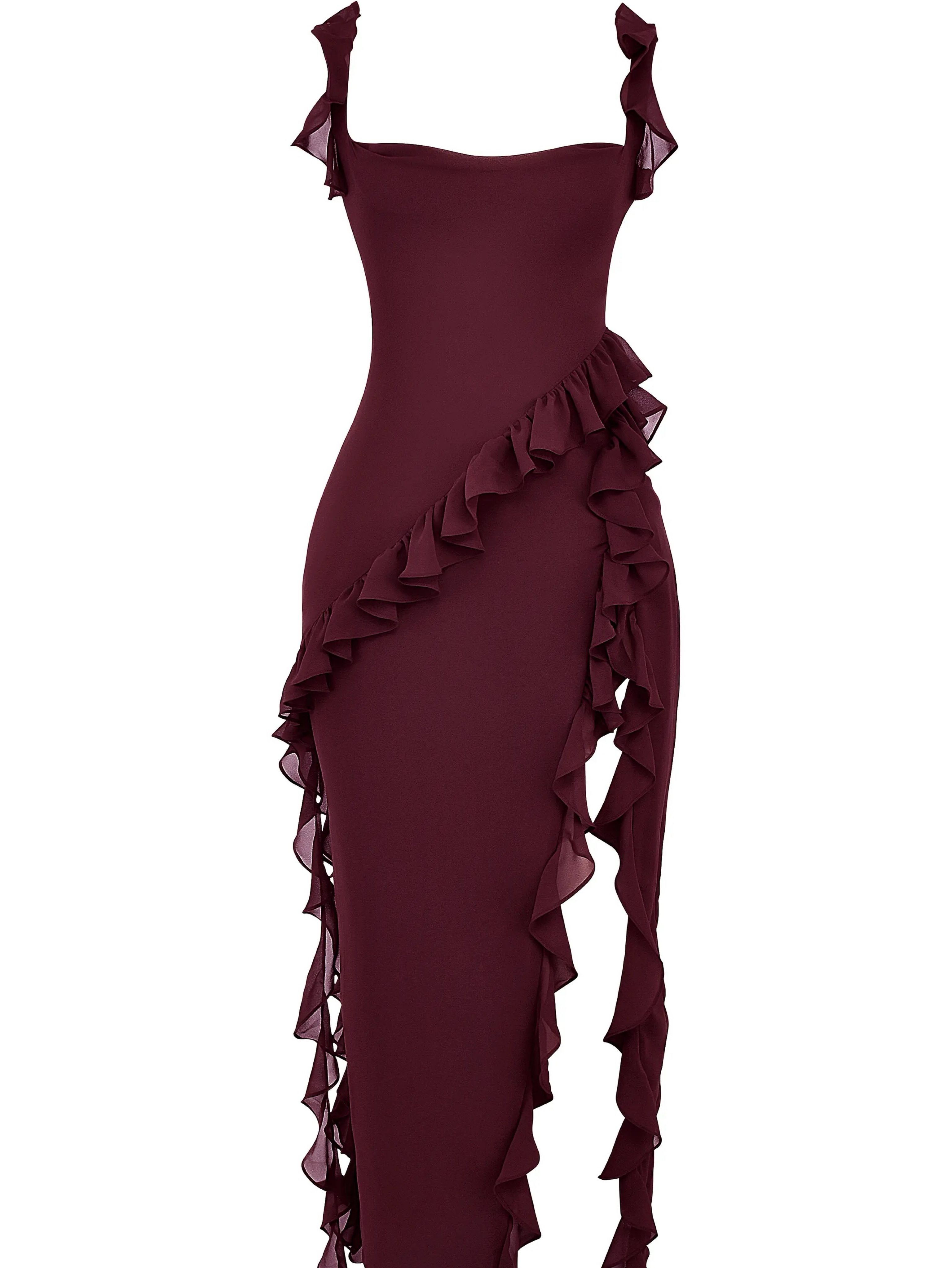 house of cb red ruffle dress House Of CB Ariela Ruffle Maxi Dress Red