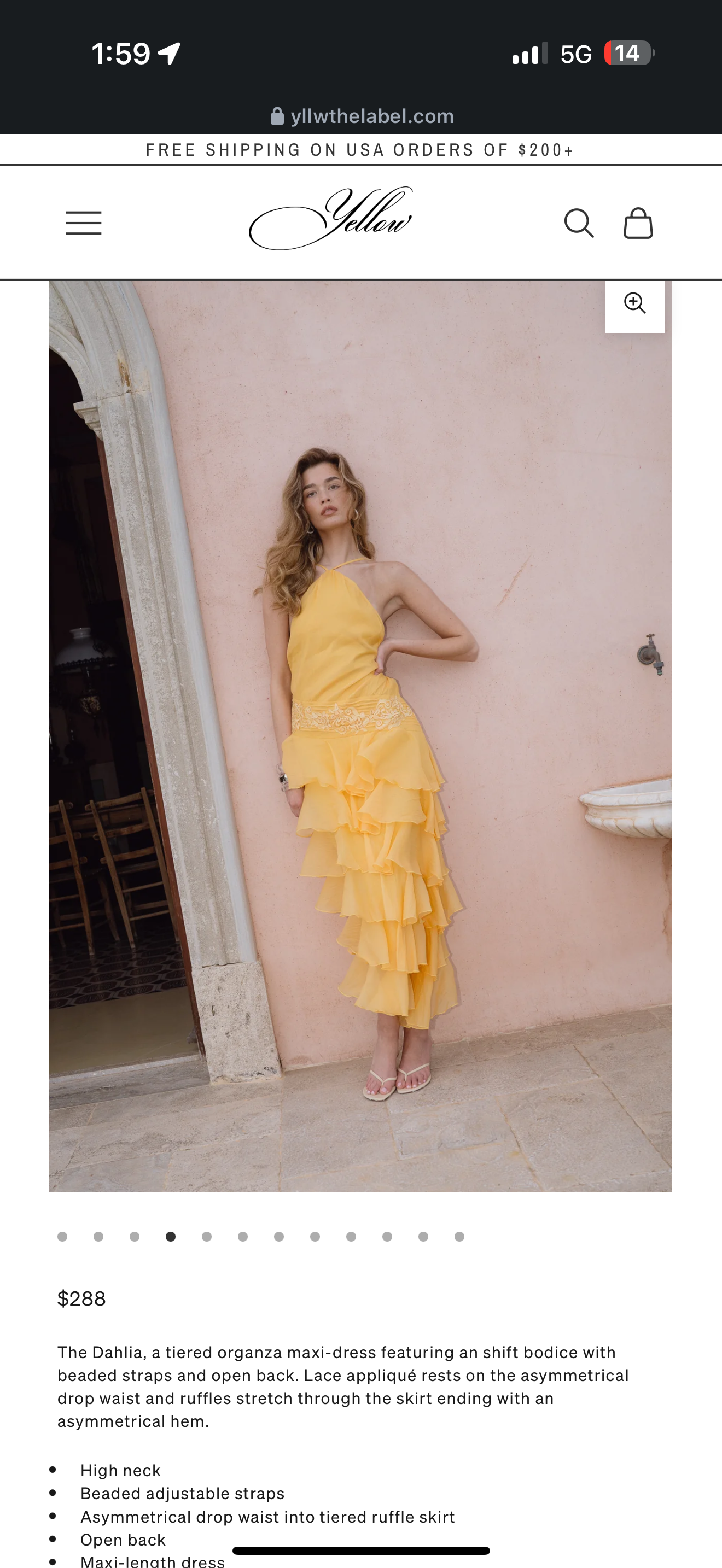 Test Yellow Tiered Organza Maxi Dress by Yllow - Pickle