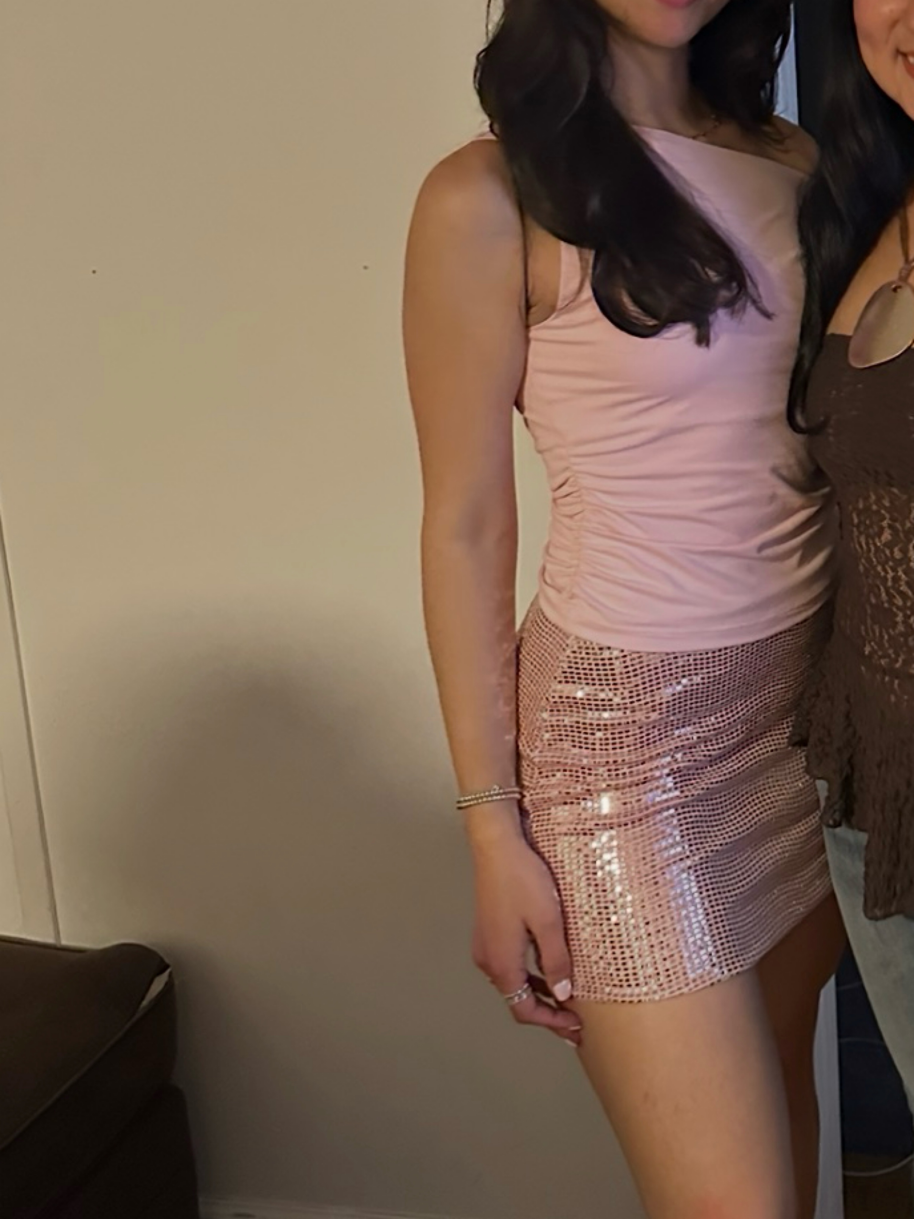 Pink sequin skirt