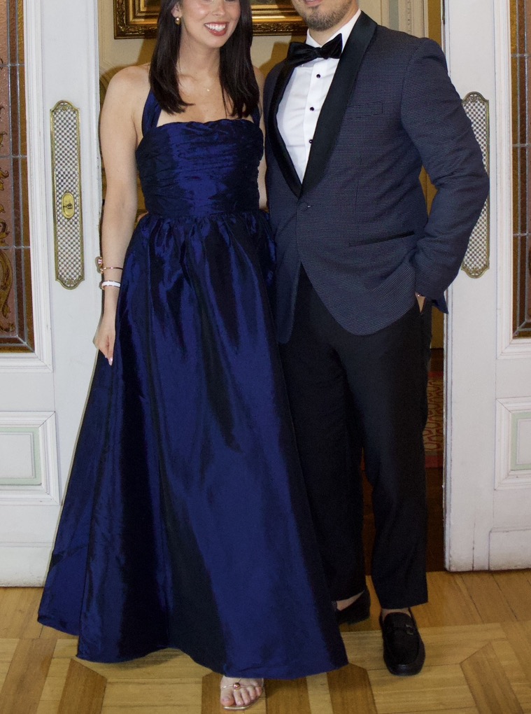 navy blue halter dress long Navy Crisscross Pleated Halter Floor Length Chiffon Bridesmaid Gown main image 1