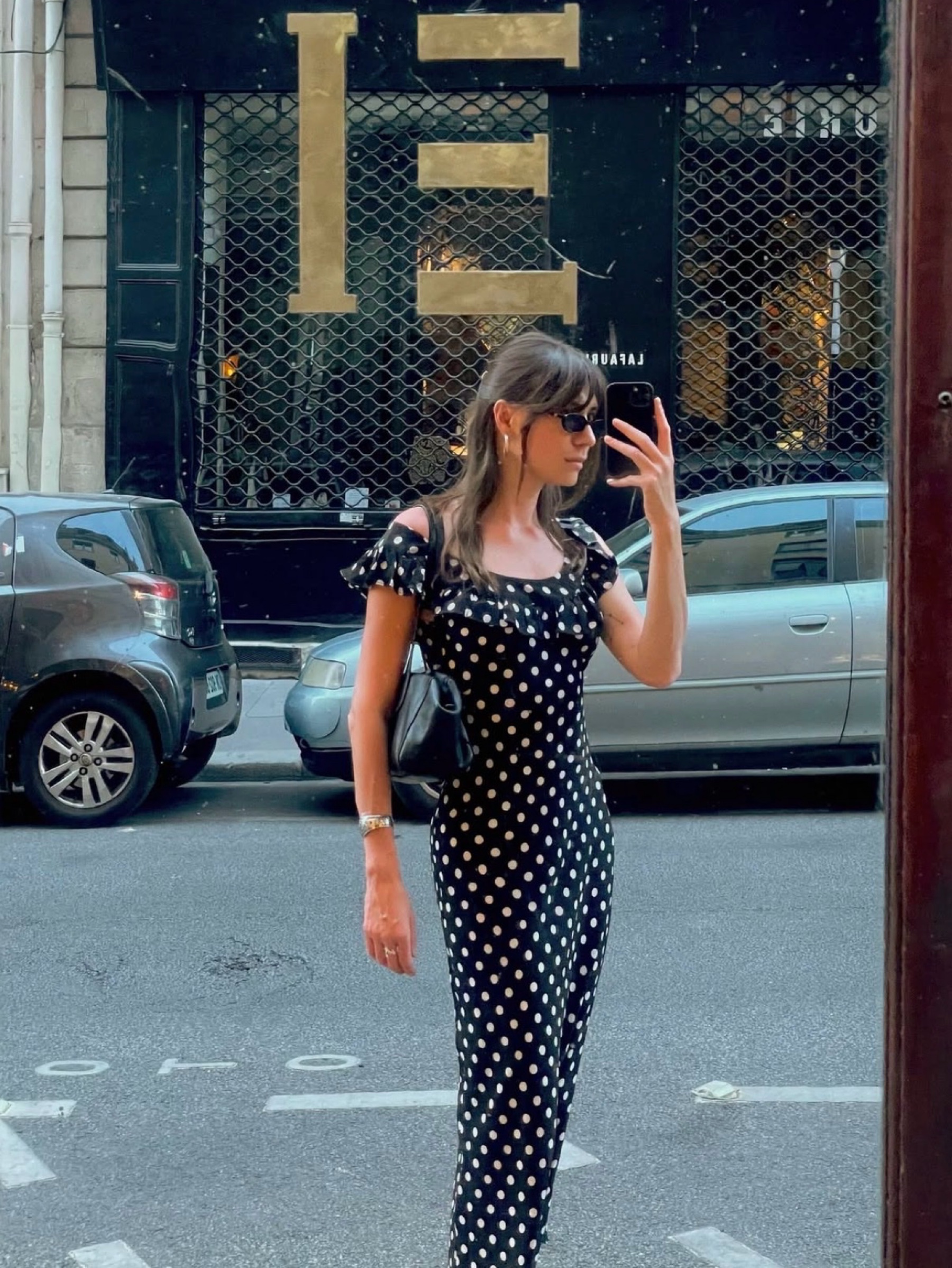 Realisation Par The Minnie black & white polka dot dress by