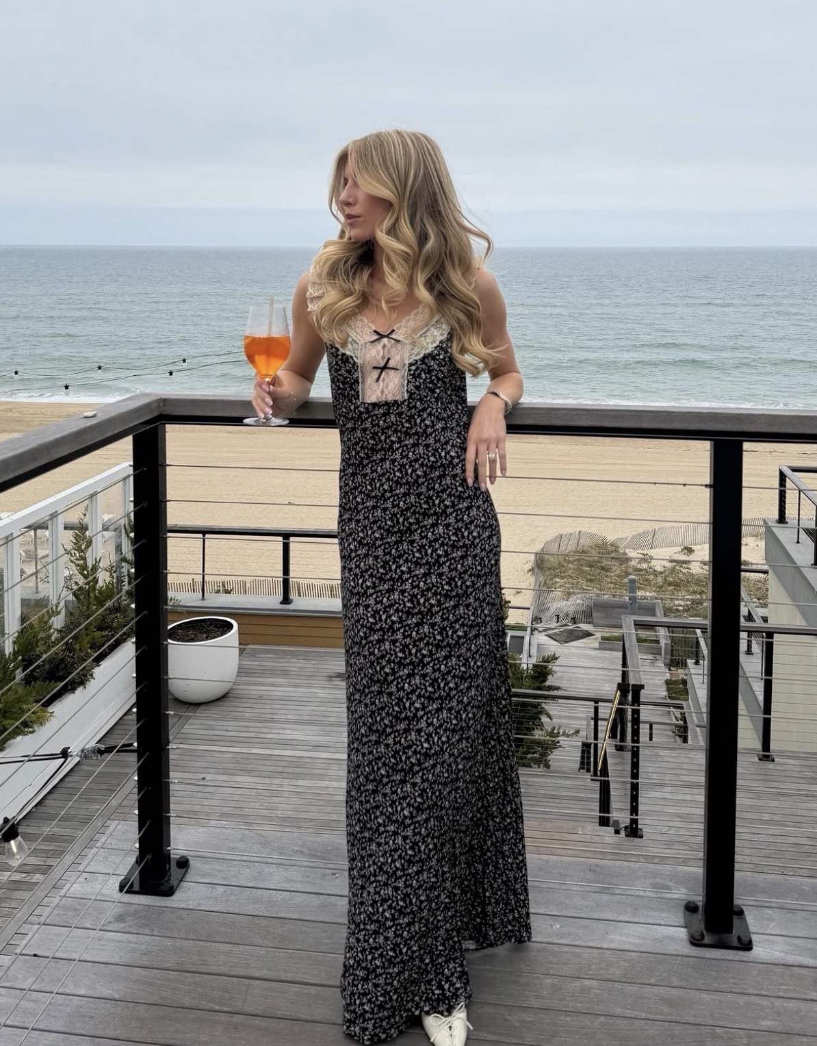 Rumored Windsor floral + lace maxi dress
