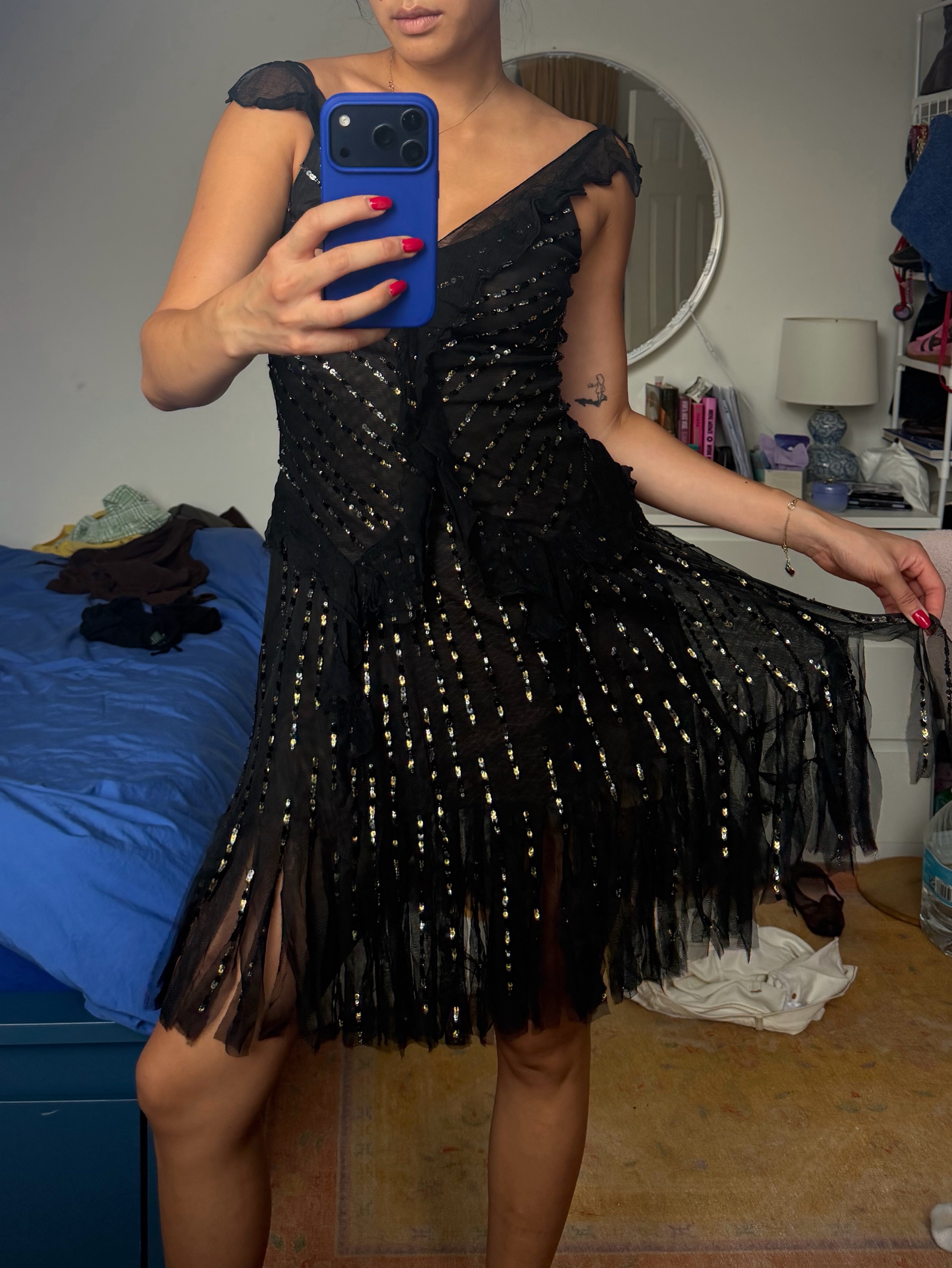 Vintage black sequin dress