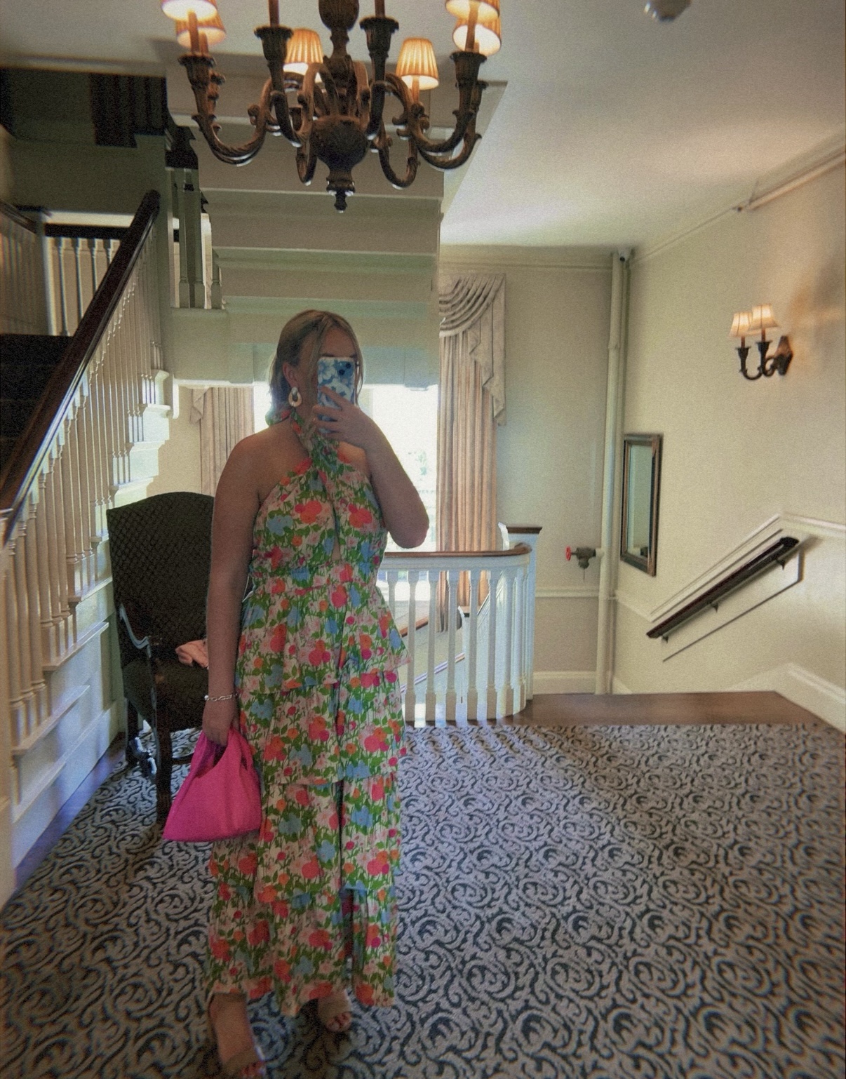 multi green begonia floral jenny halter neck midi dress Multi Green Begonia Floral Jenny Halter Neck Midi Dress