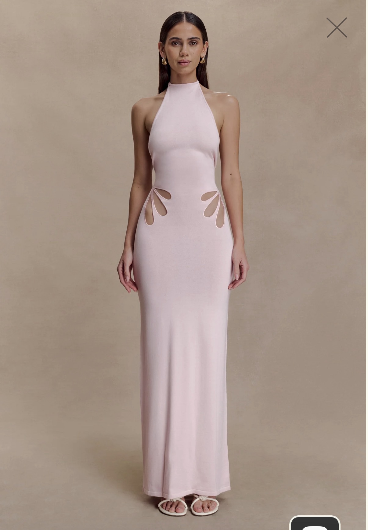 MESHKI Baby Pink Halter Maxi Dress