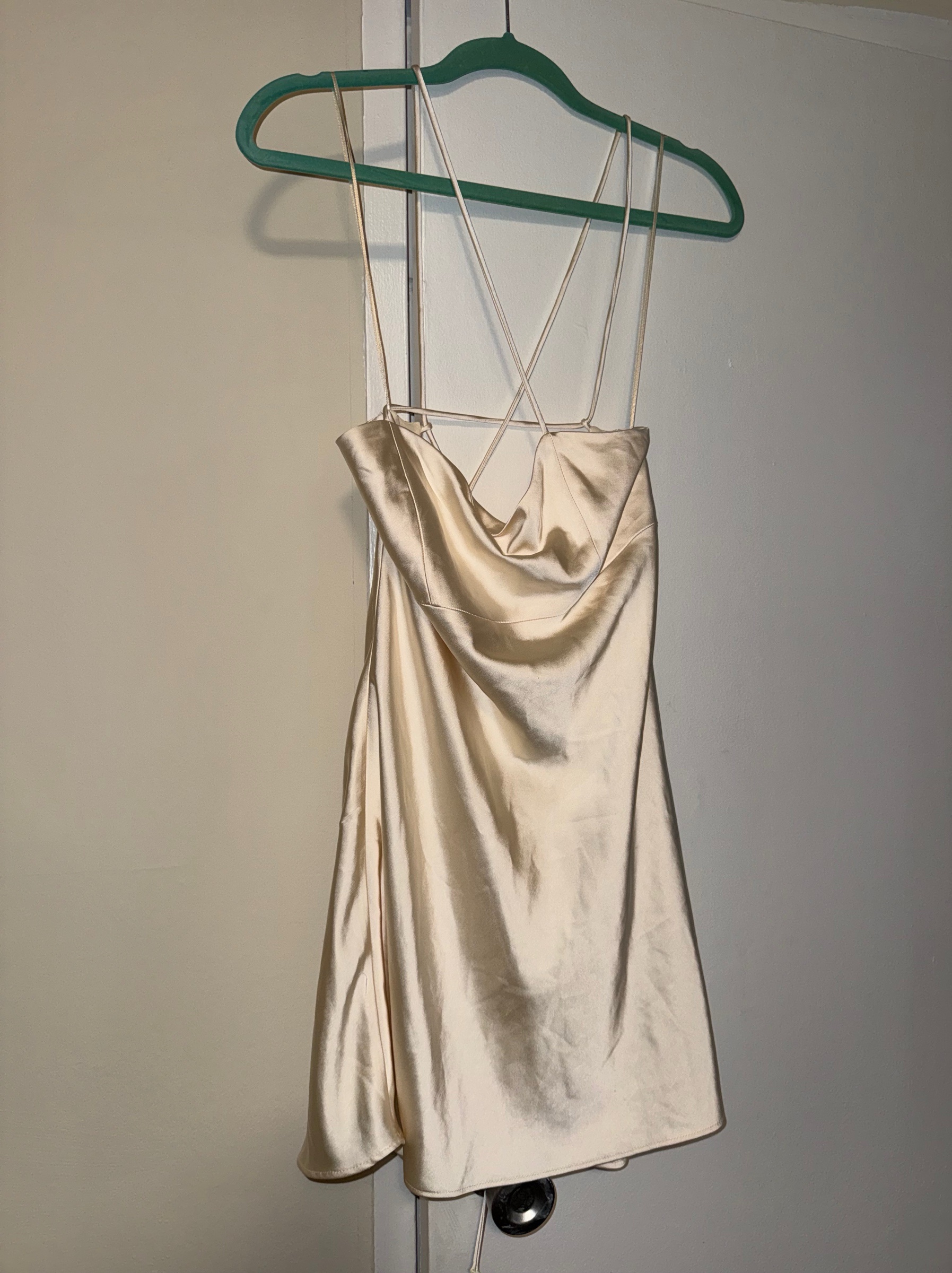 Zara Cream Satin Strappy Midi Dress by Zara
