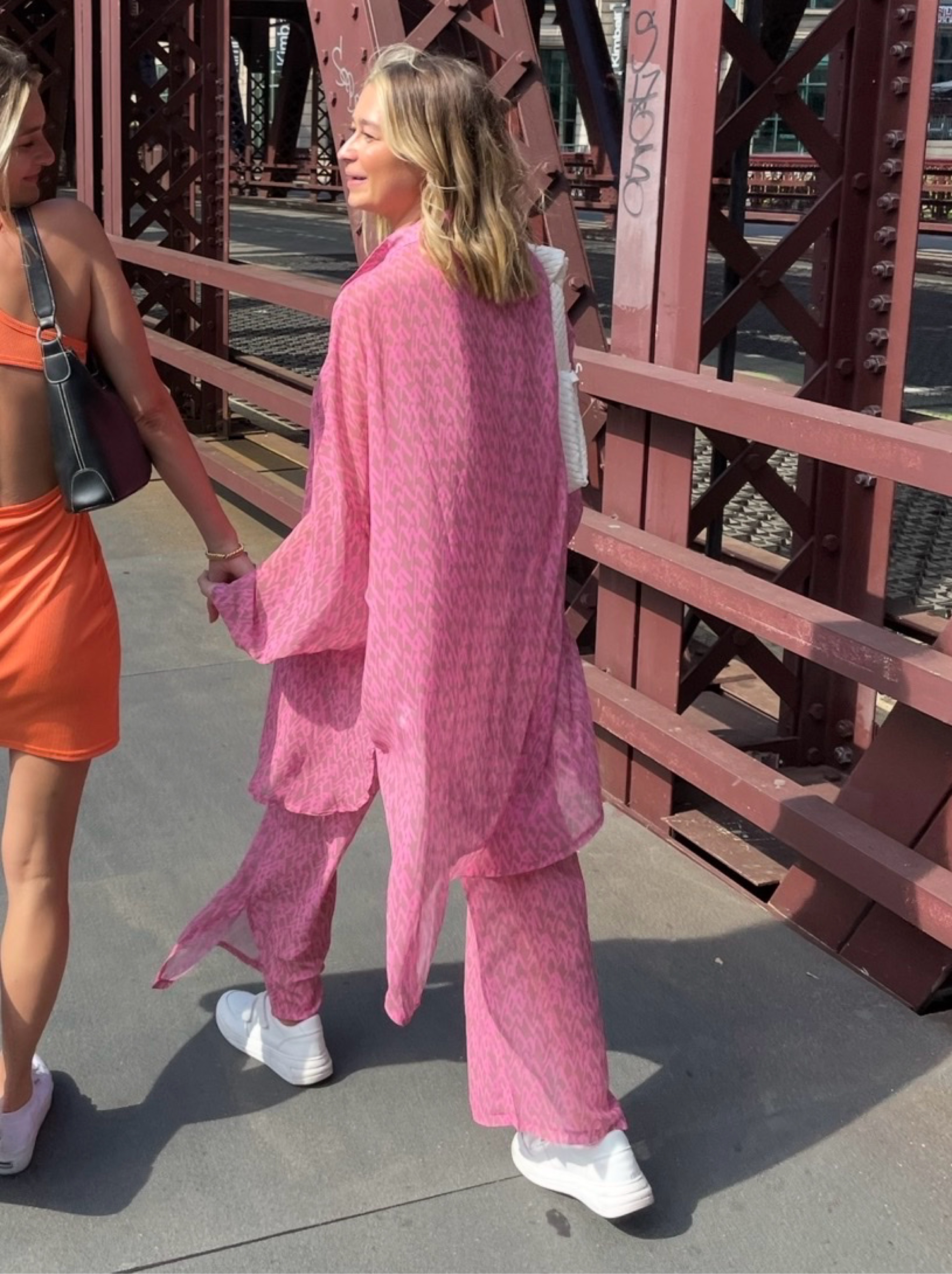 Pink sheer flowy set