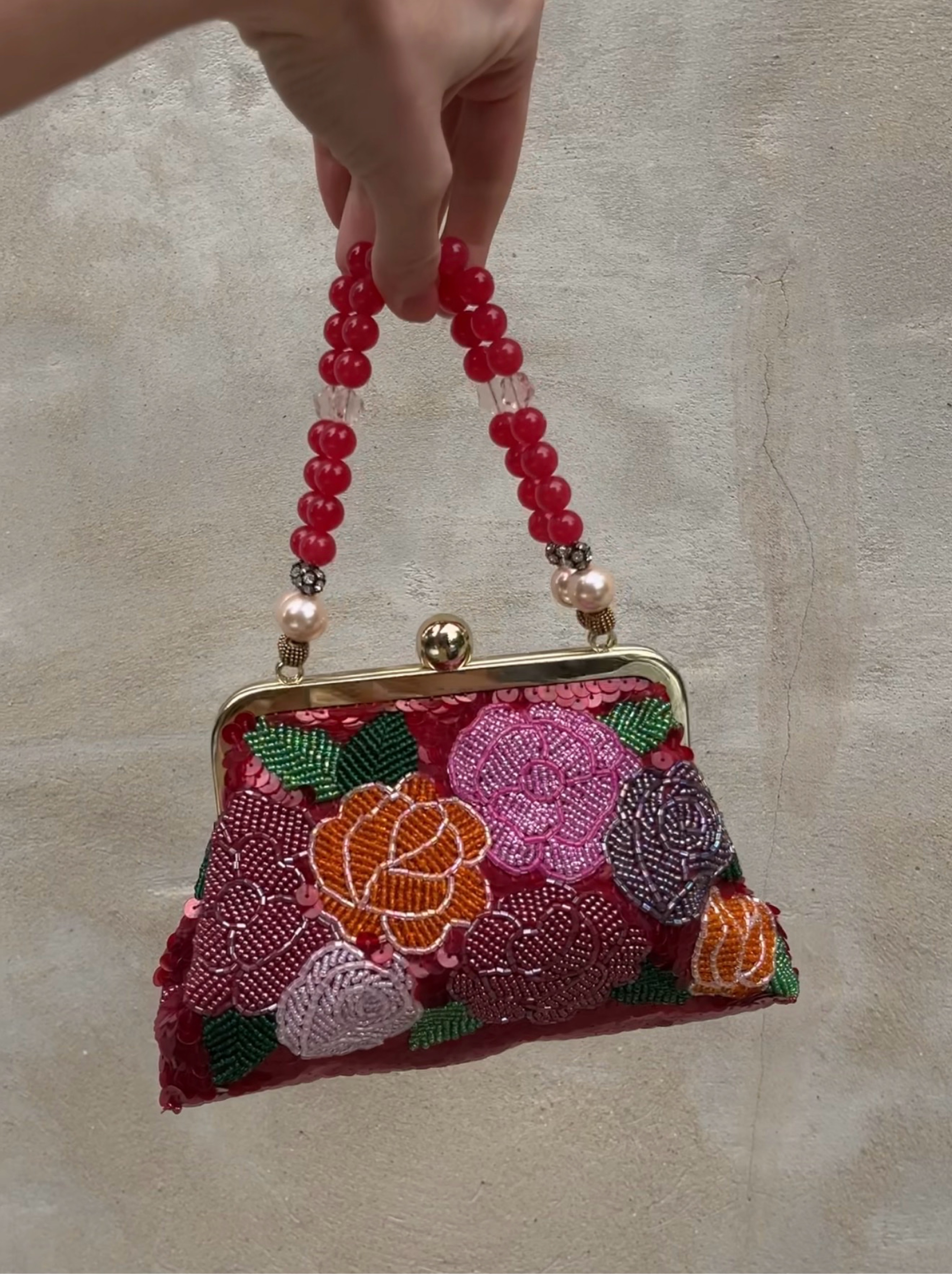 Floral beaded evening bag