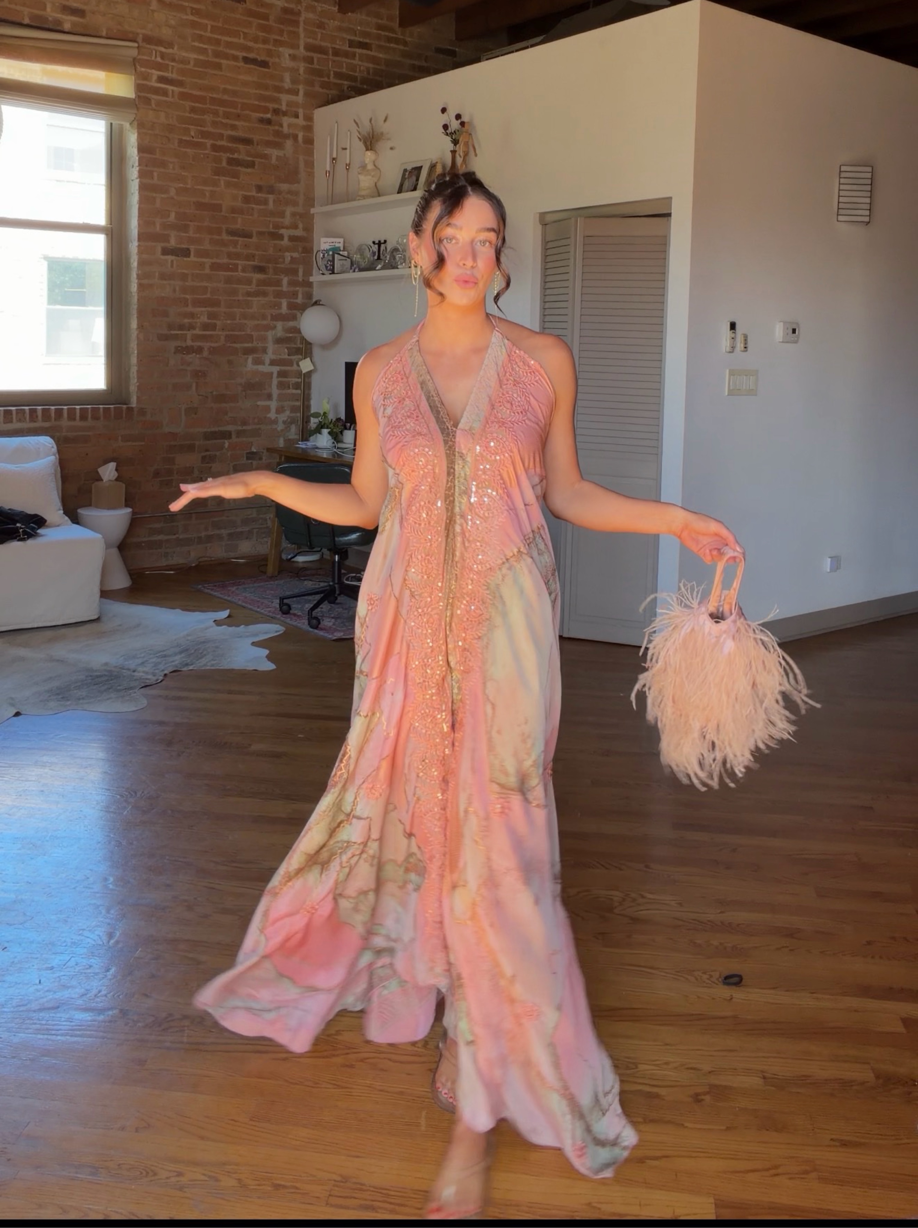 Handmade Pink halter dress