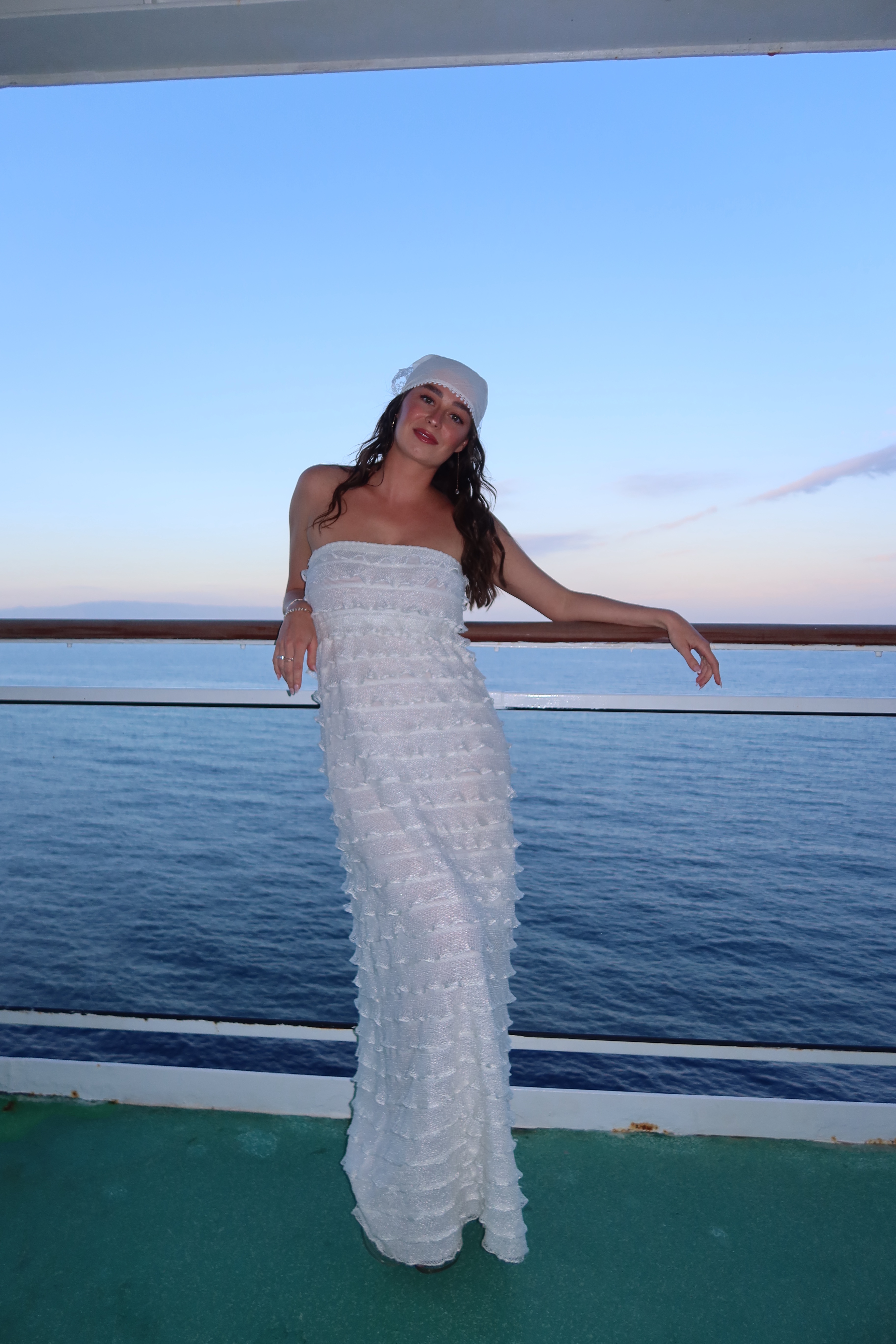 Alexis white ruffled strapless dress