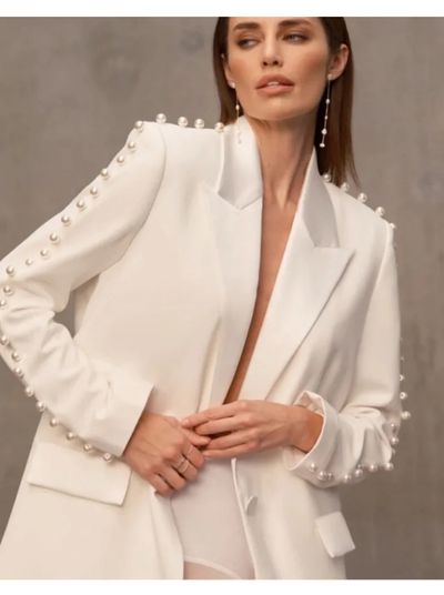 c*e様 NOHRA Pearly jacket 貝ボタン ジャケット Cream Pearl-Embellished Blazer by NADINE MERABI | Pickle