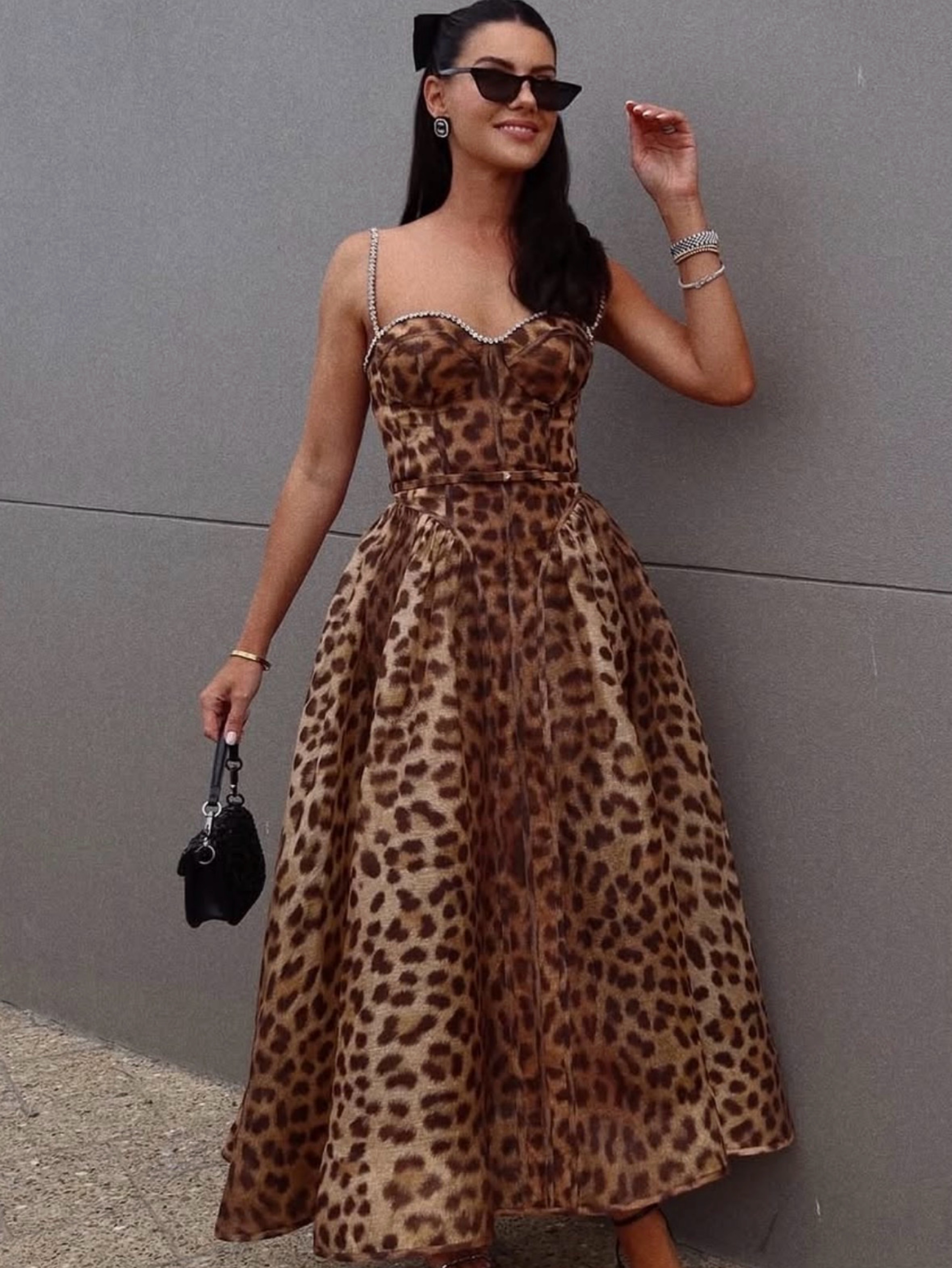 Zimmermann Leopard Crush Panelled Bustier Midi Dress Sz Small