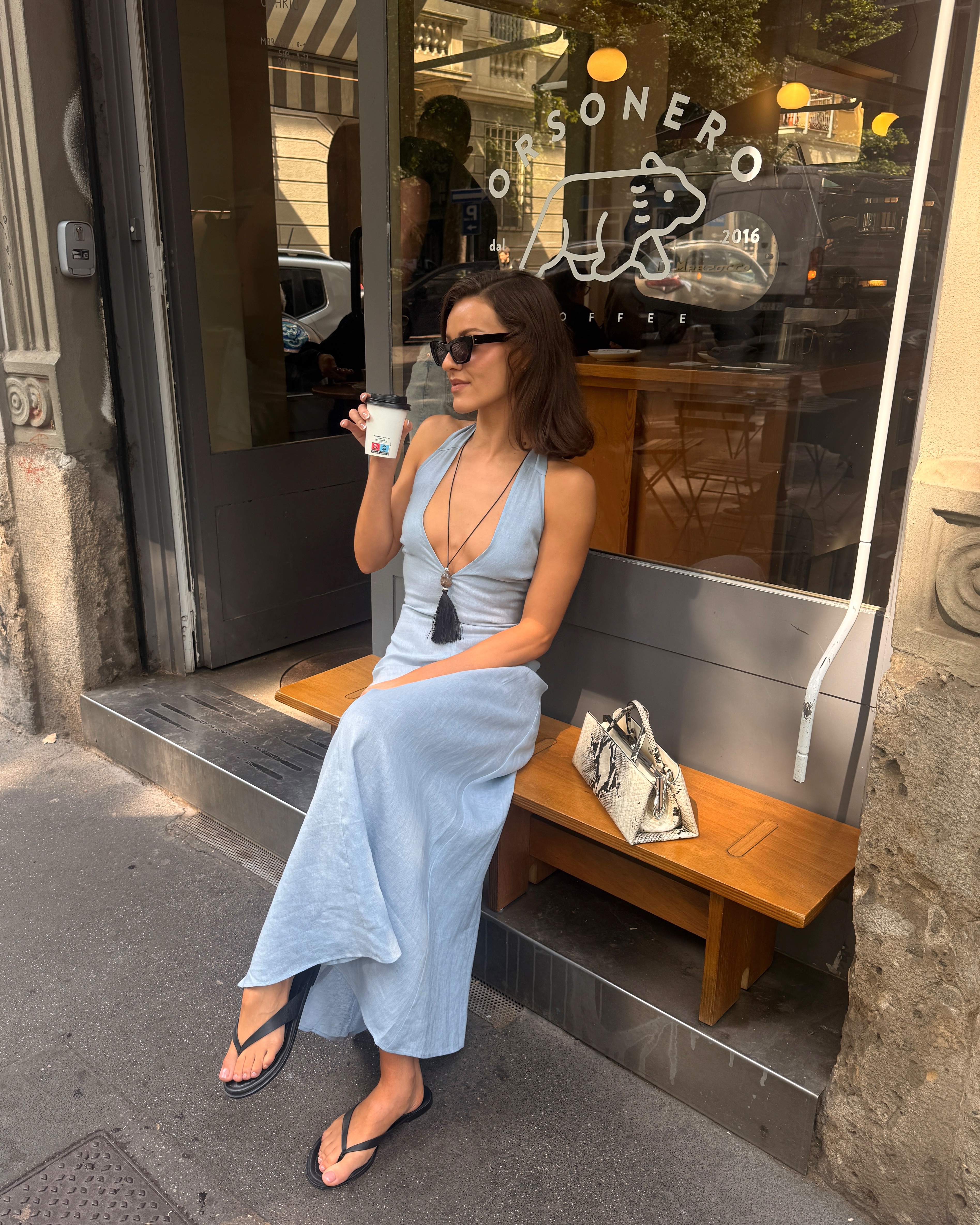 blue linen halter dress Penelope Halter Linen Maxi Dress