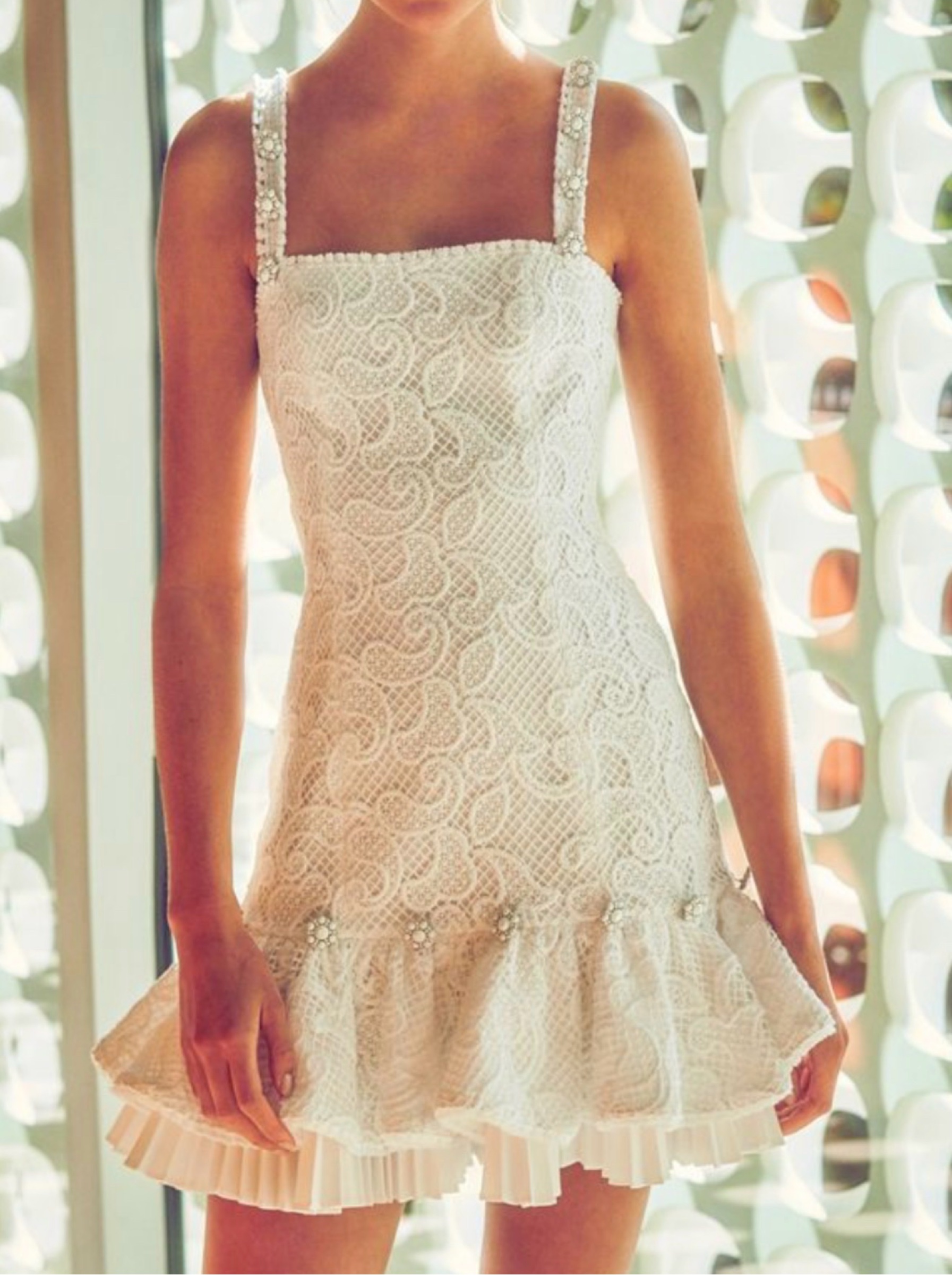 Alexis White Lace Drop-Waist Mini Dress by Alexis | Pickle