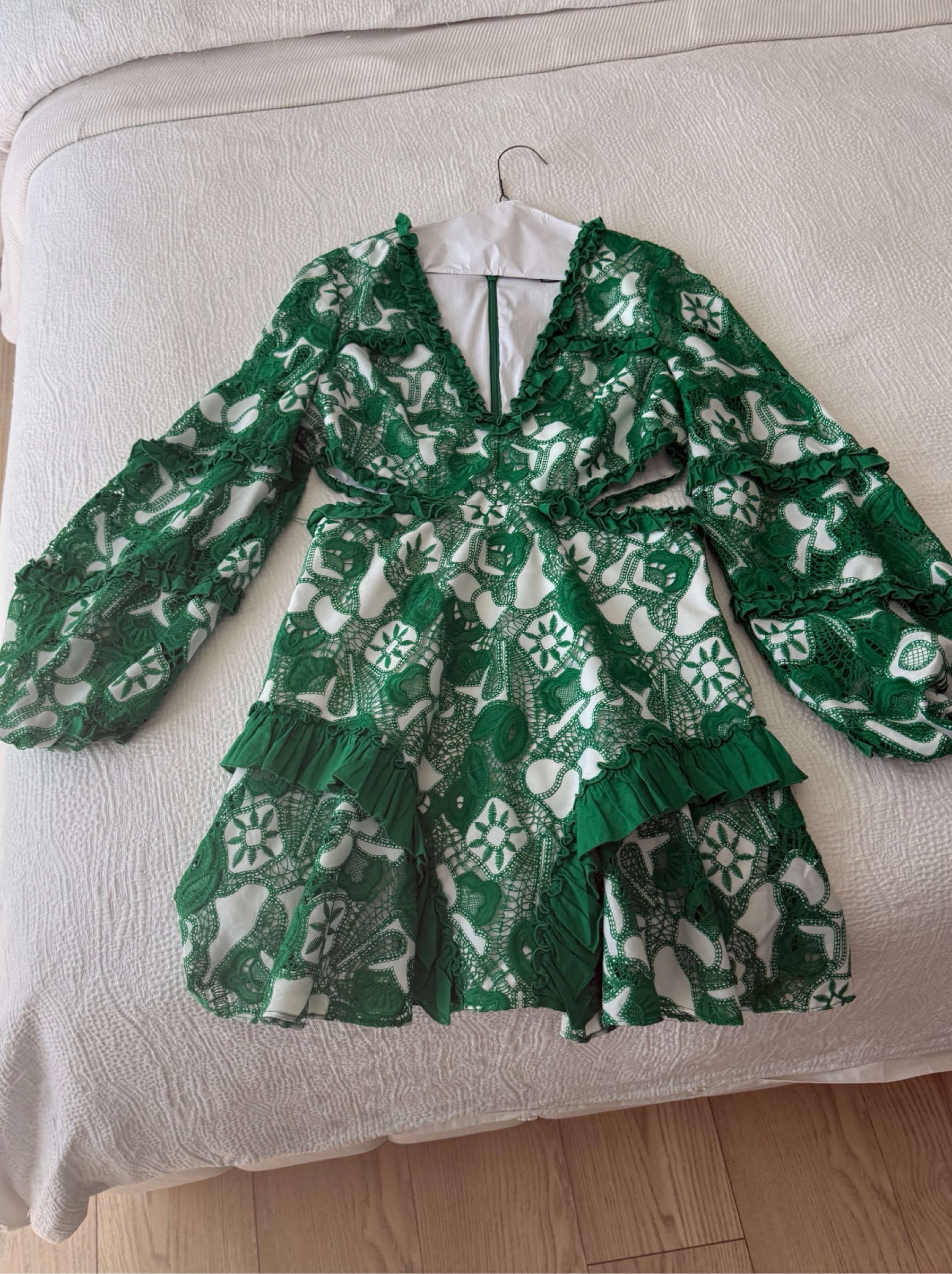 cut out mini dress in green Lace Cutout by Alexis Sequin dress