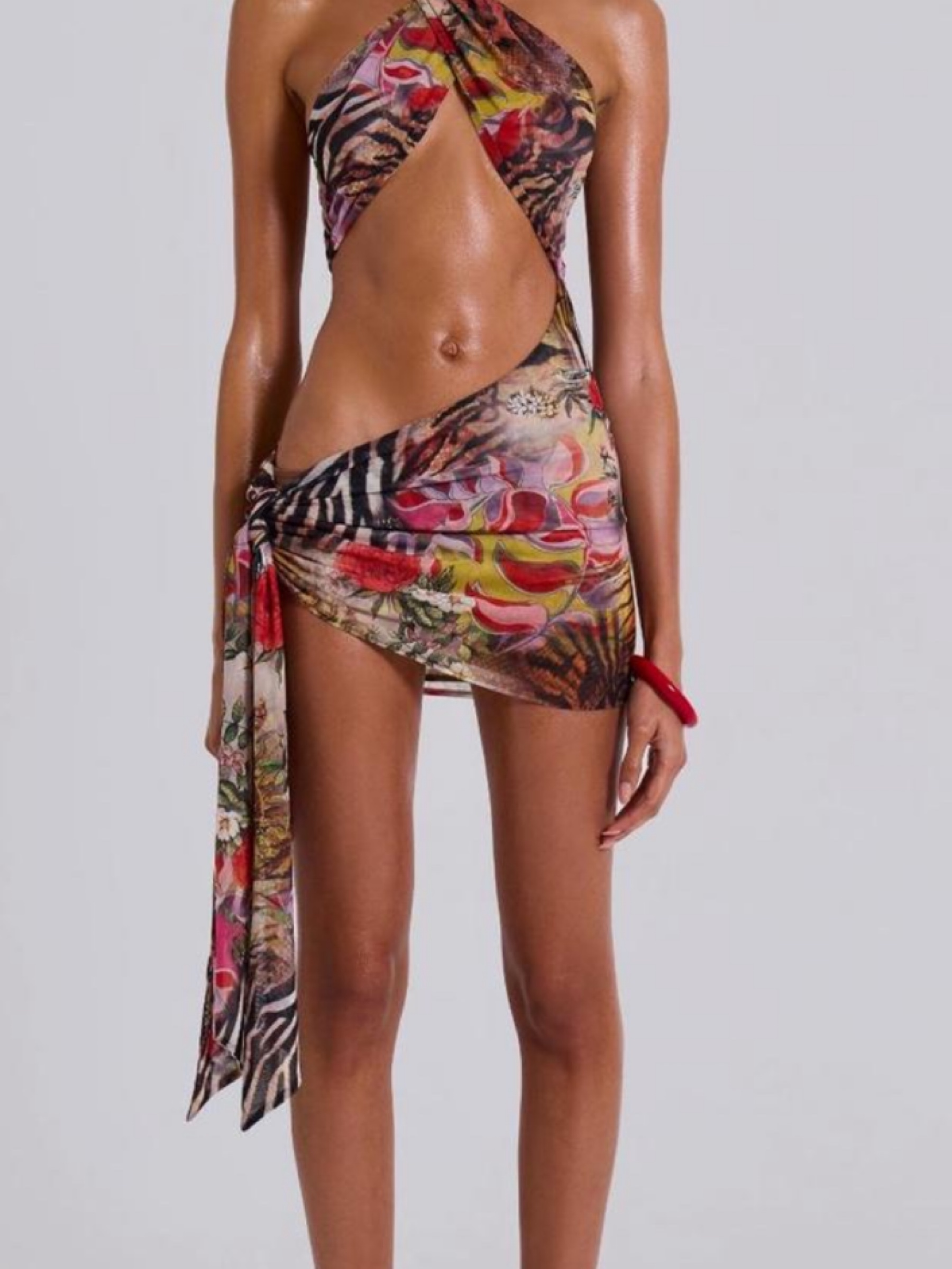 Jaded London Gina Floral Zebra Print Halter Swim Set by Jaded