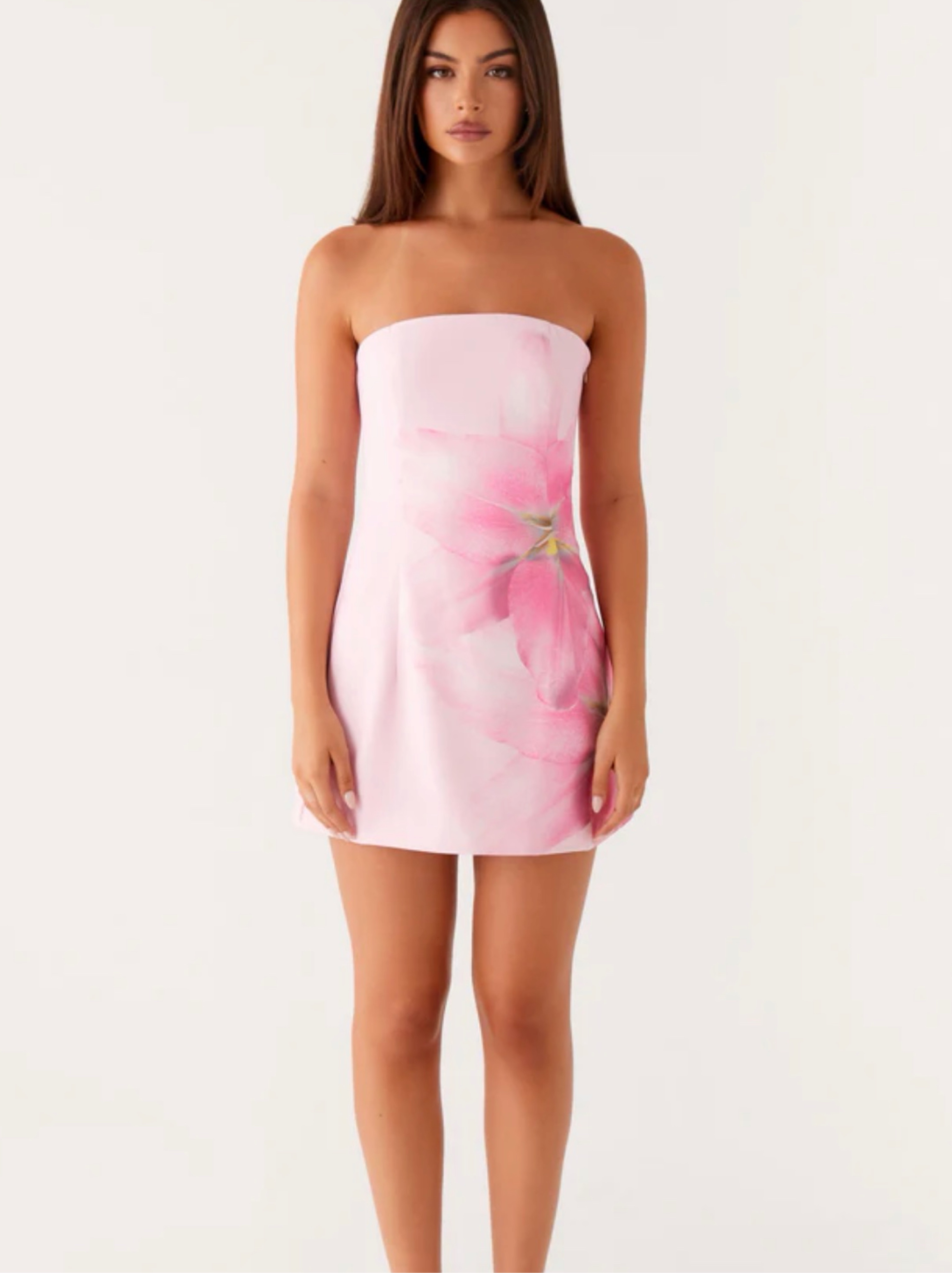 peppermayo pink floral dress Adrina Ruffle Mini Dress