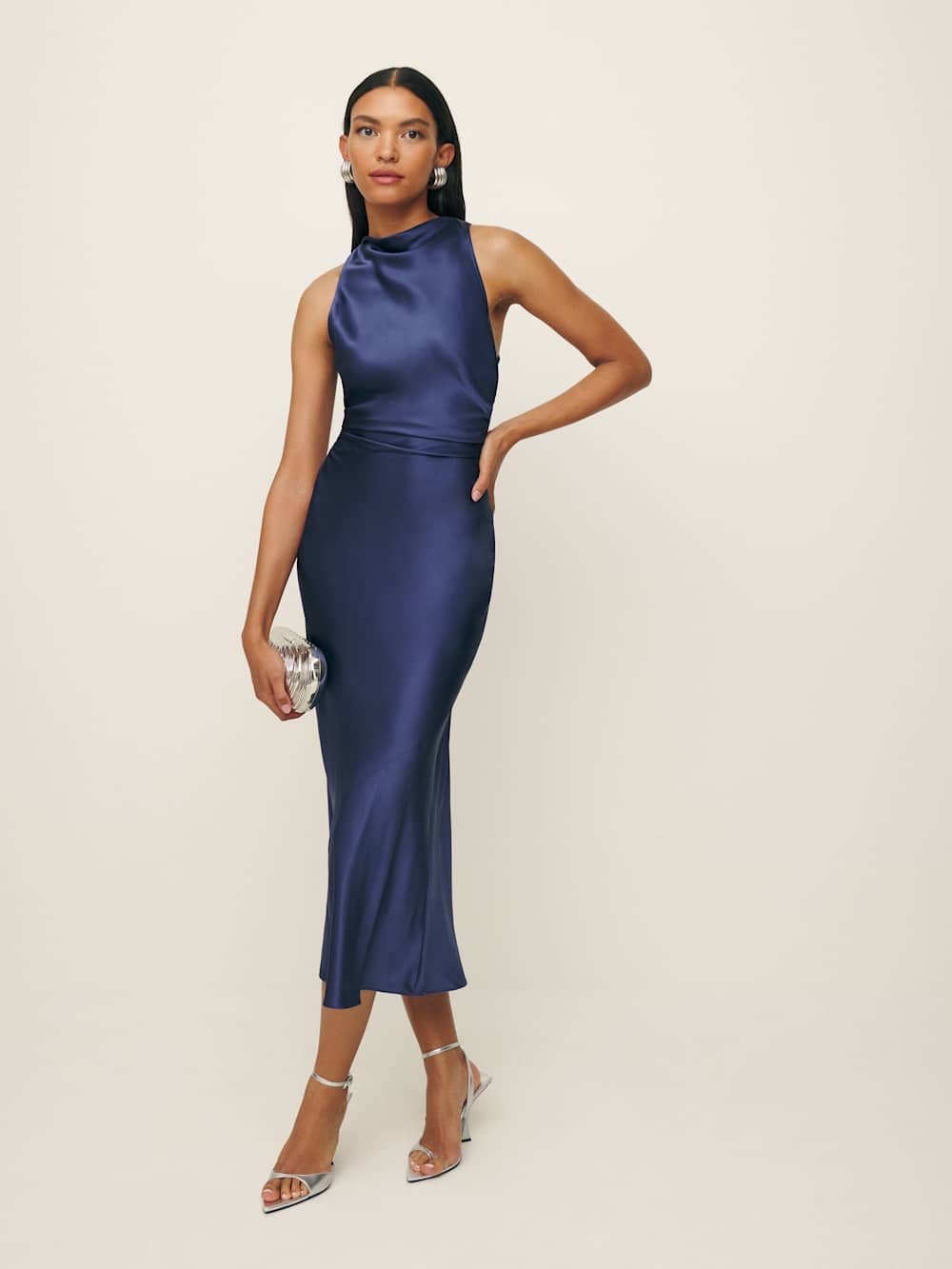 reformation casette silk midi dress Reformation Casette Silk Dress Artichoke by Reformation