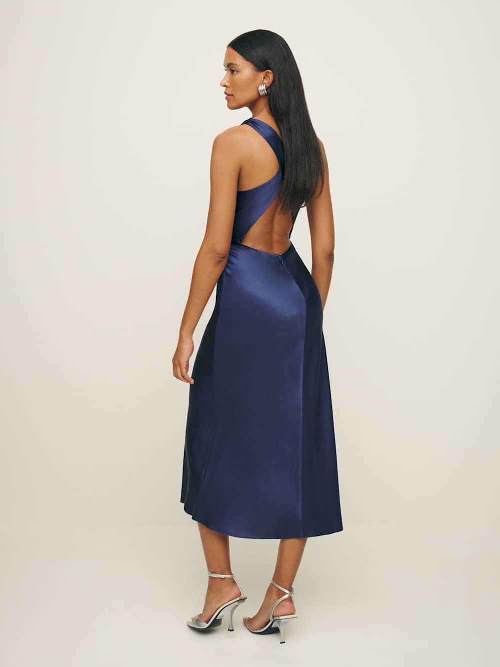 reformation casette sleeveless silk midi dress Reformation Petites Casette Silk Dress | Black