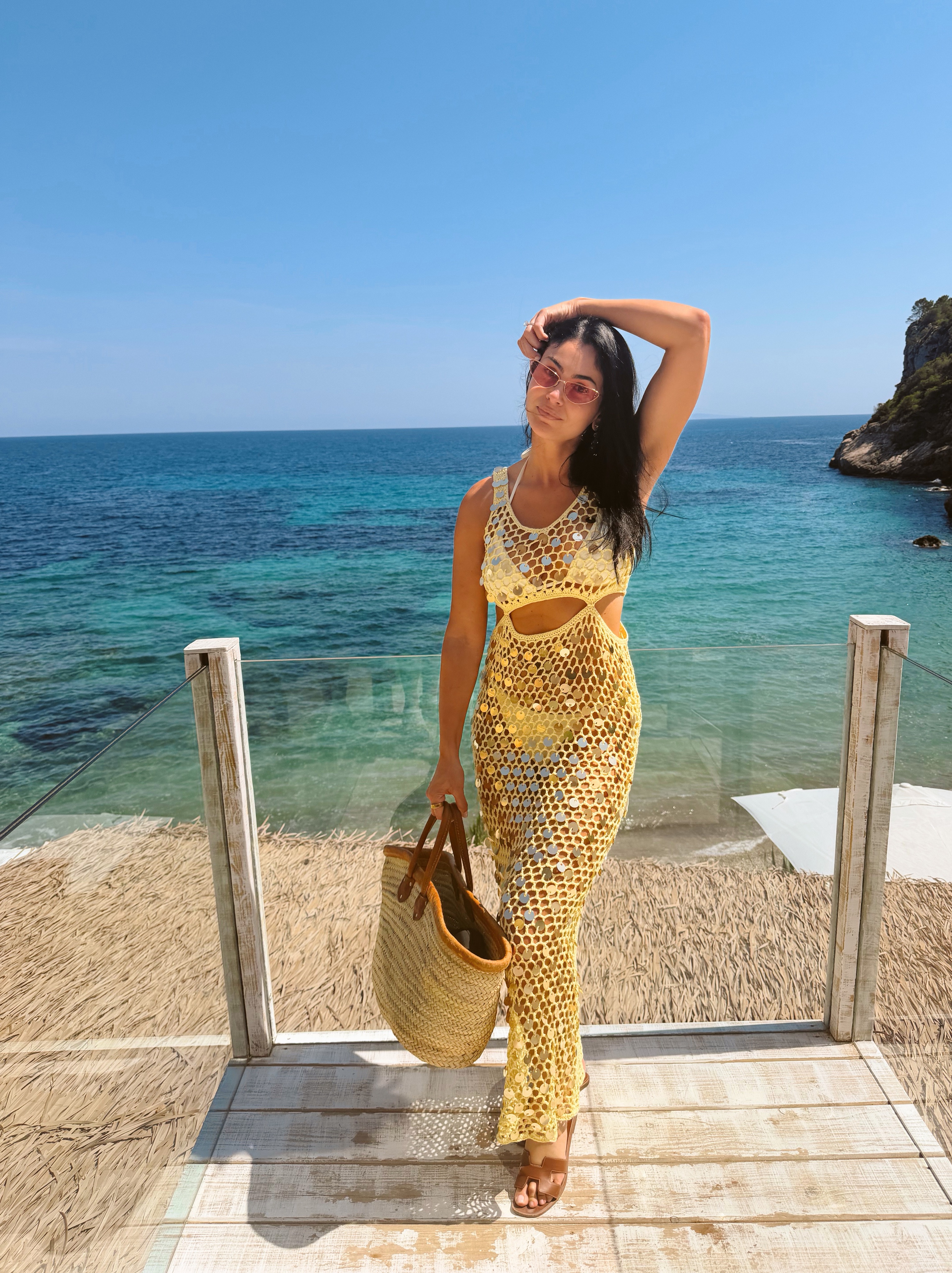 yellow crochet maxi dress Floral Detail Crochet Maxi Dress Yellow