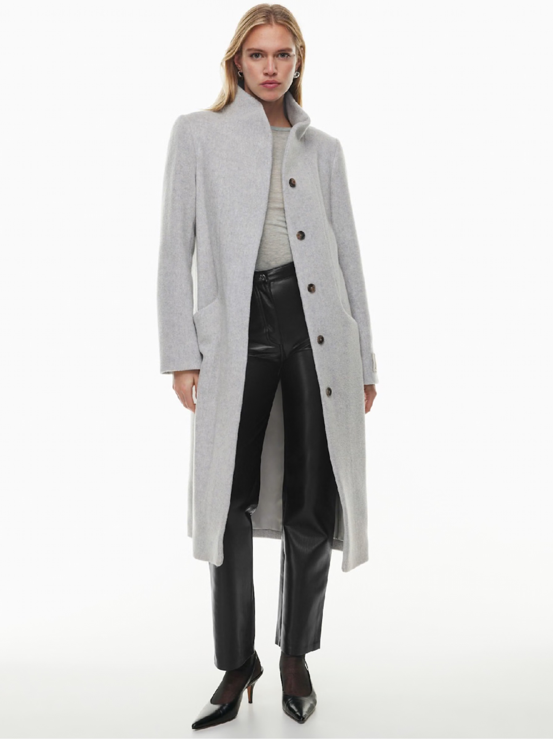Light Gray Wool Blend Long Coat Cashmere by Aritzia | Pickle
