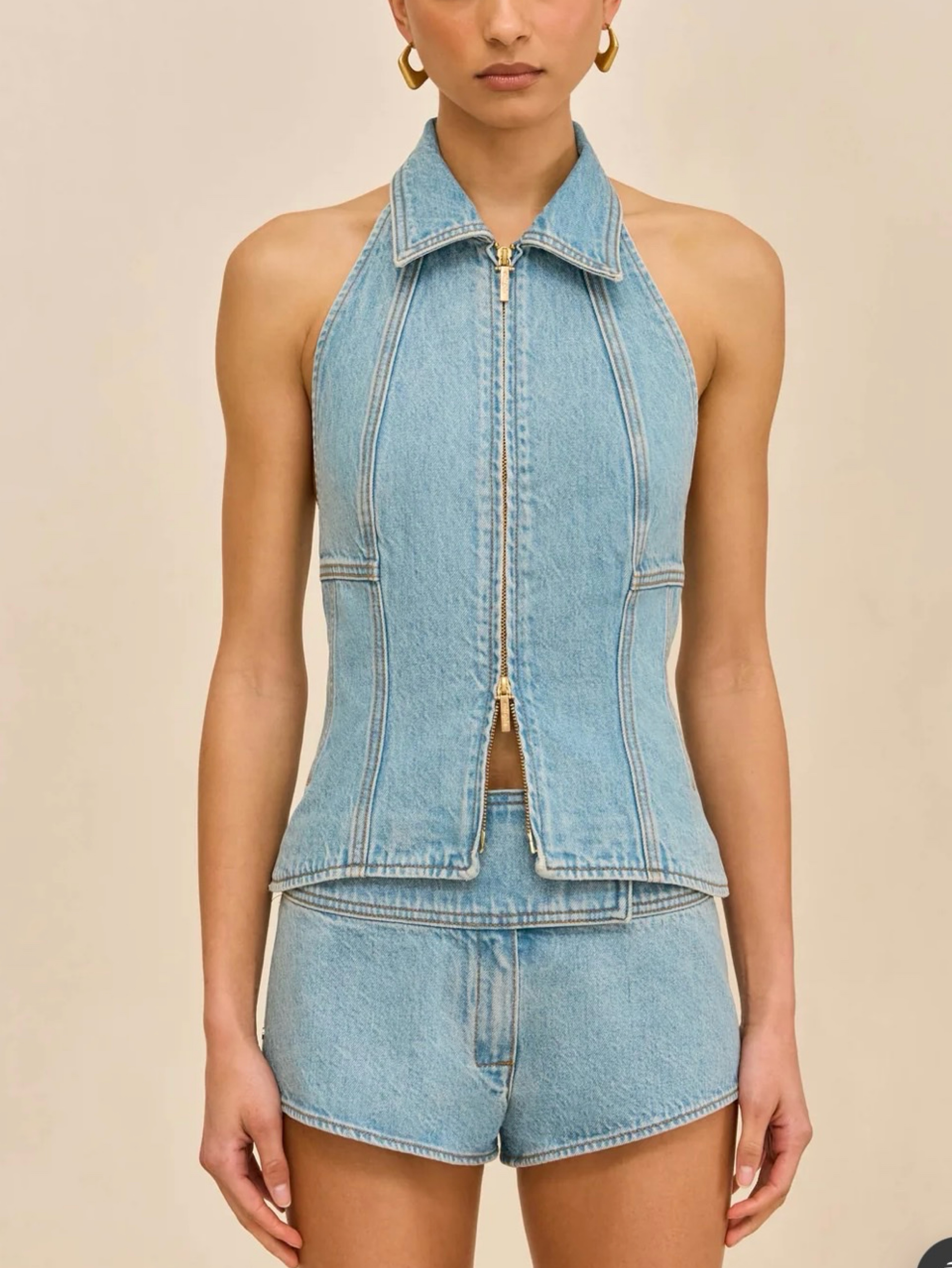 Cult Gaia Jill Denim Top