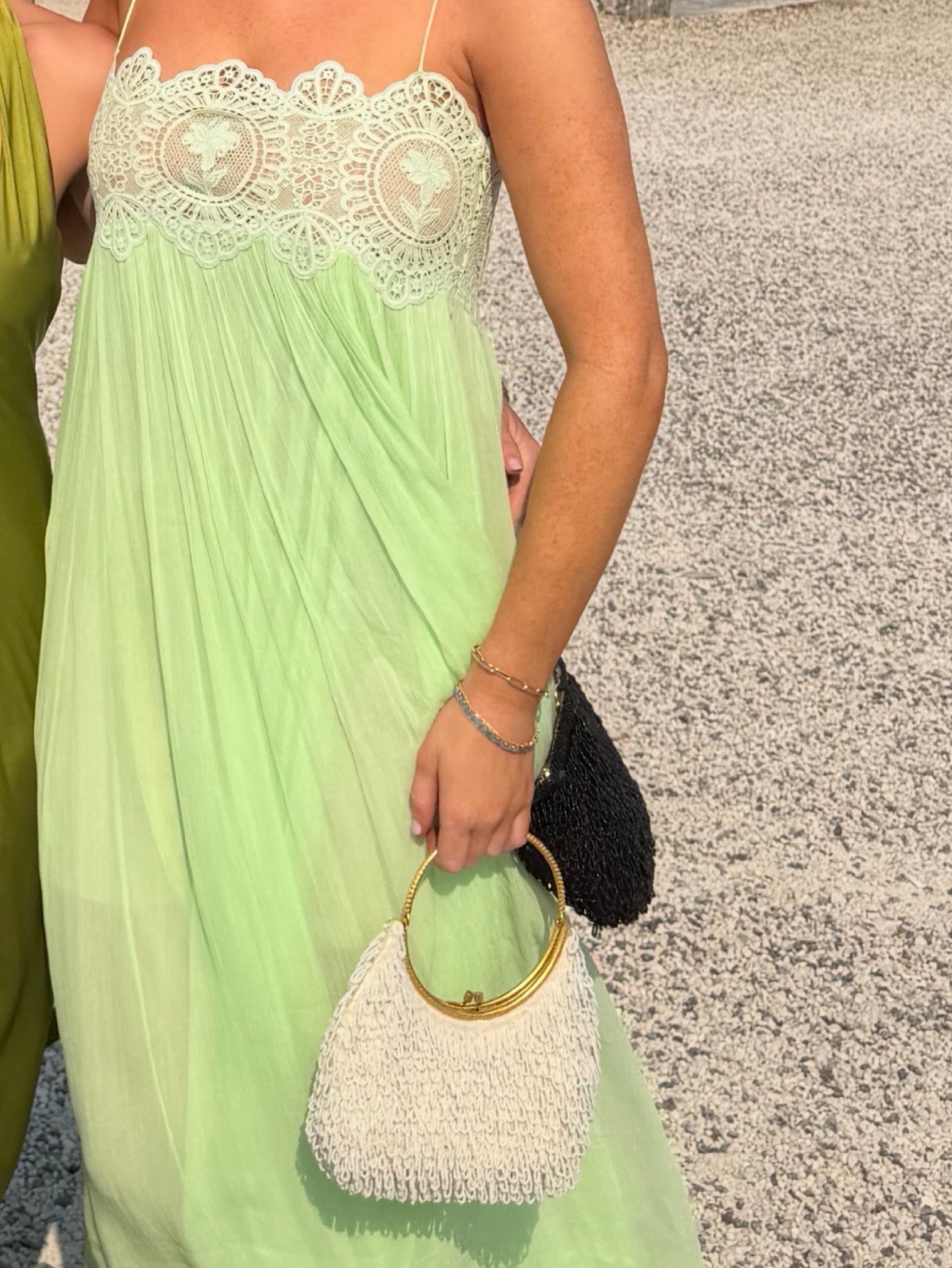 Independent designer Pistachio dress lace gown available to rent