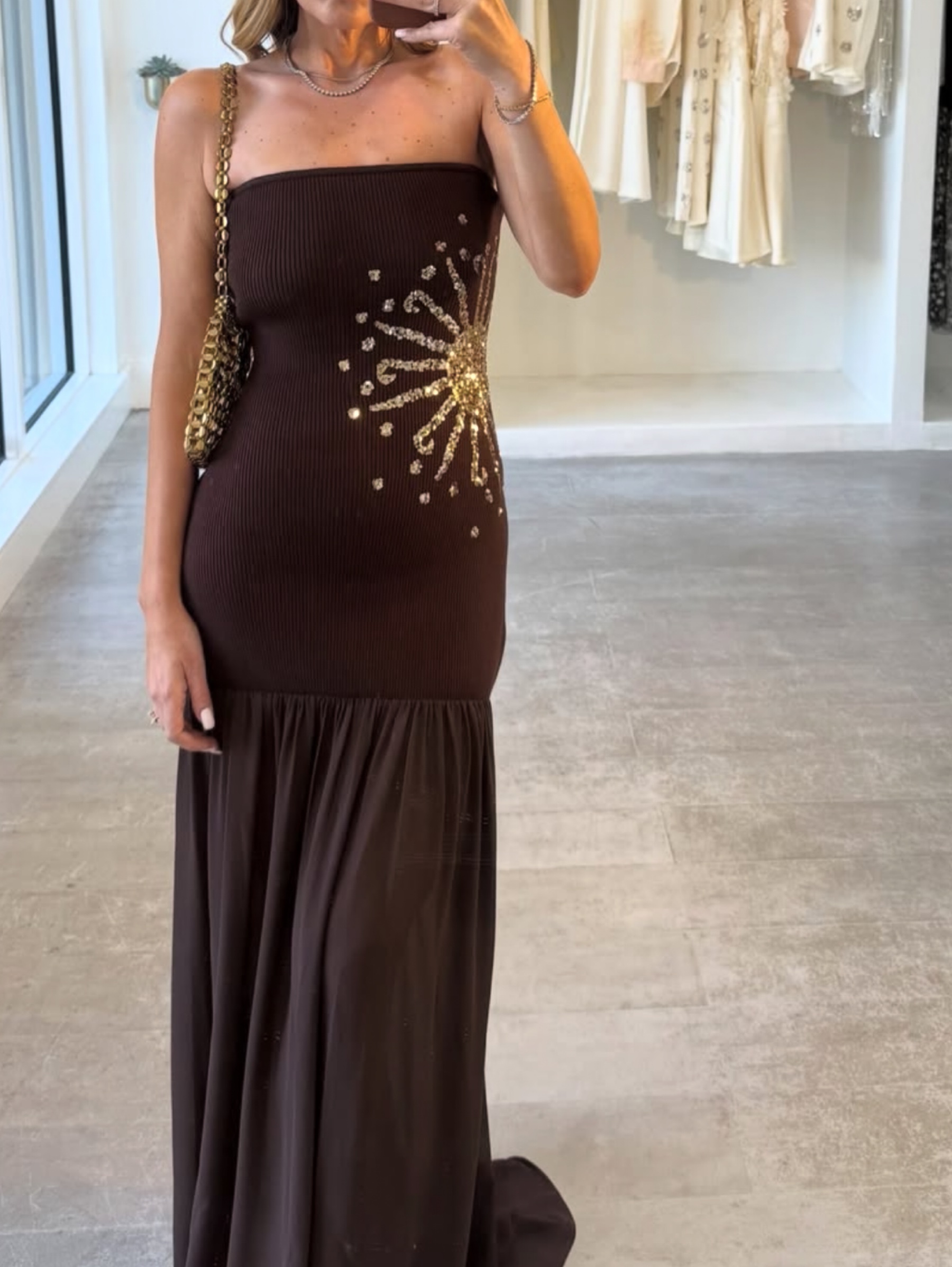 Brown maxi dress - sun sparkle