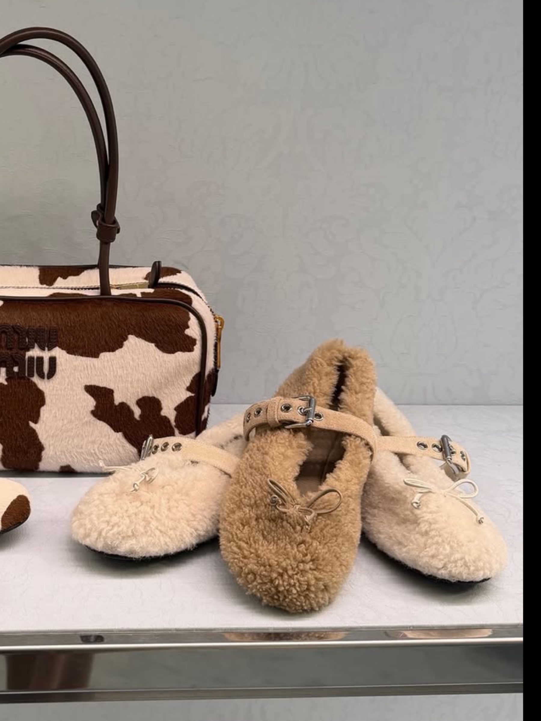 Miu Miu Miu Miu Shearling Ballet Slipper available to rent