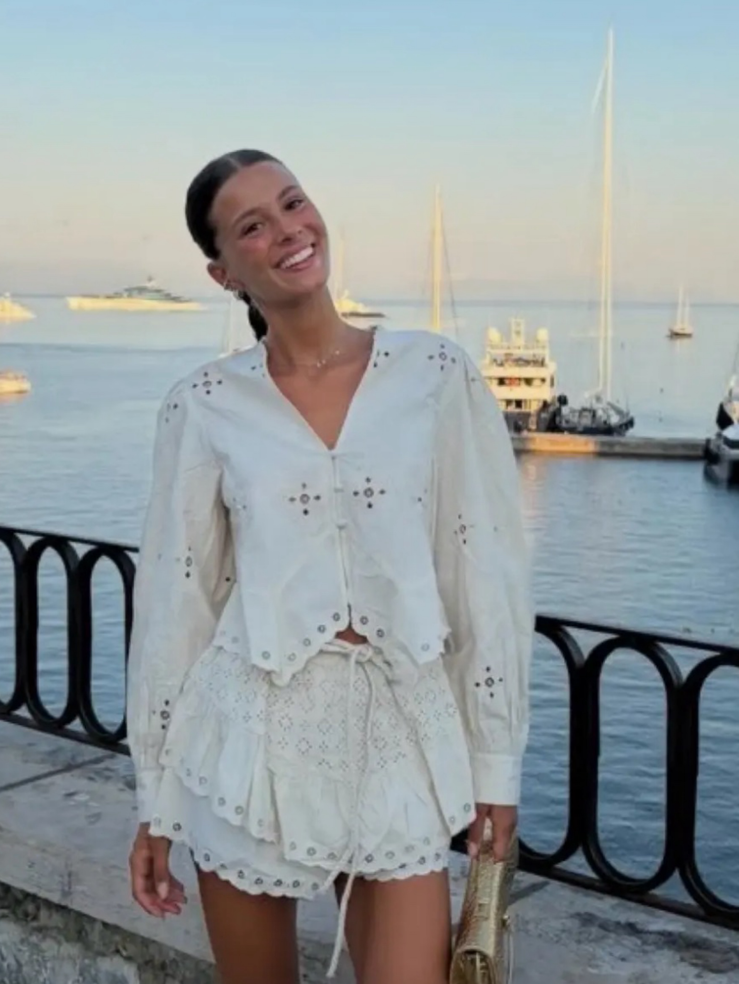 Independent designer eyelet-embroidered cotton shorts XS available to rent