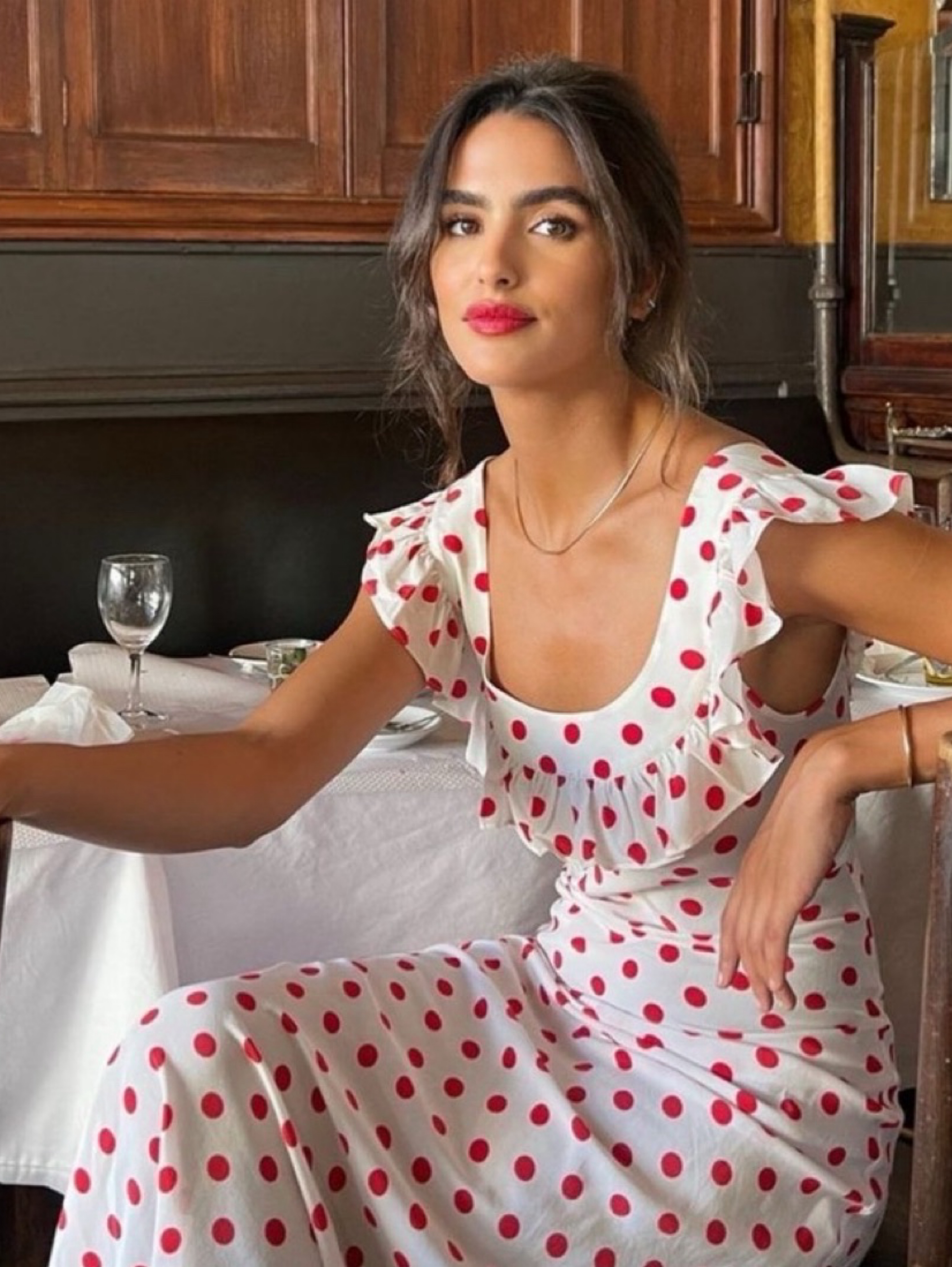 Independent designer Claudia maxi dress polka dot available to rent
