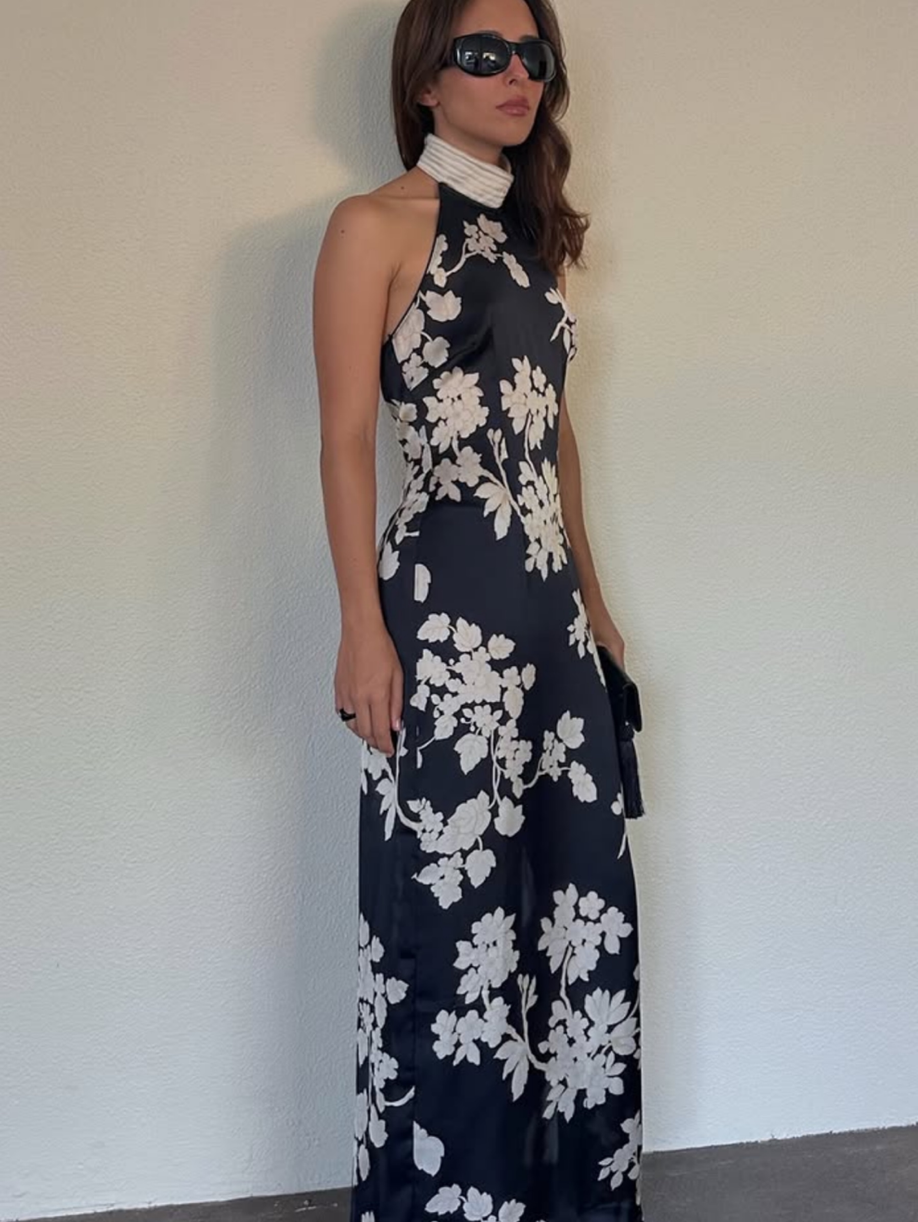 Independent designer Amlul flower dress gao halter xs available to rent