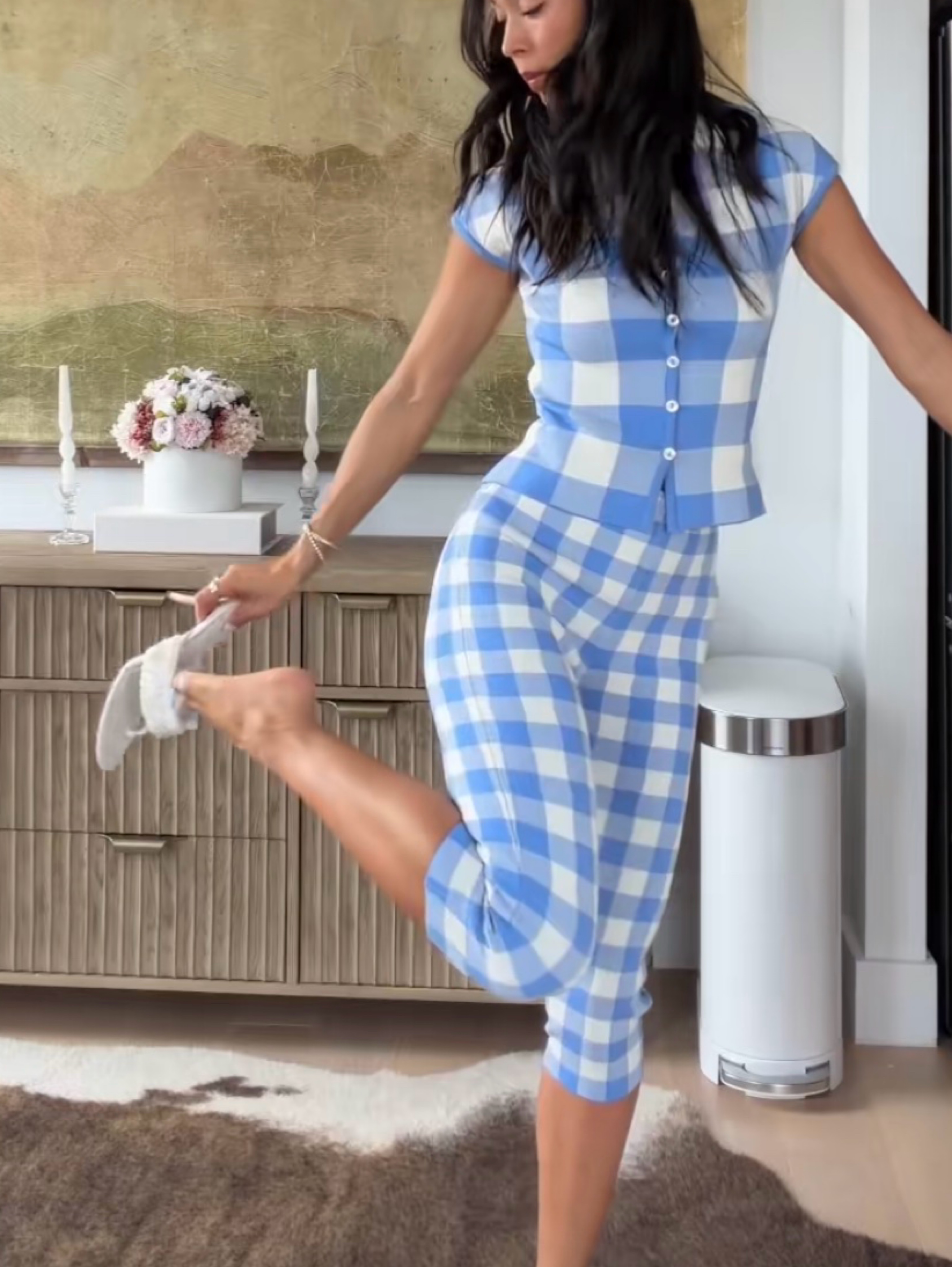 Seroya Diondra capri coastal blue gingham SET