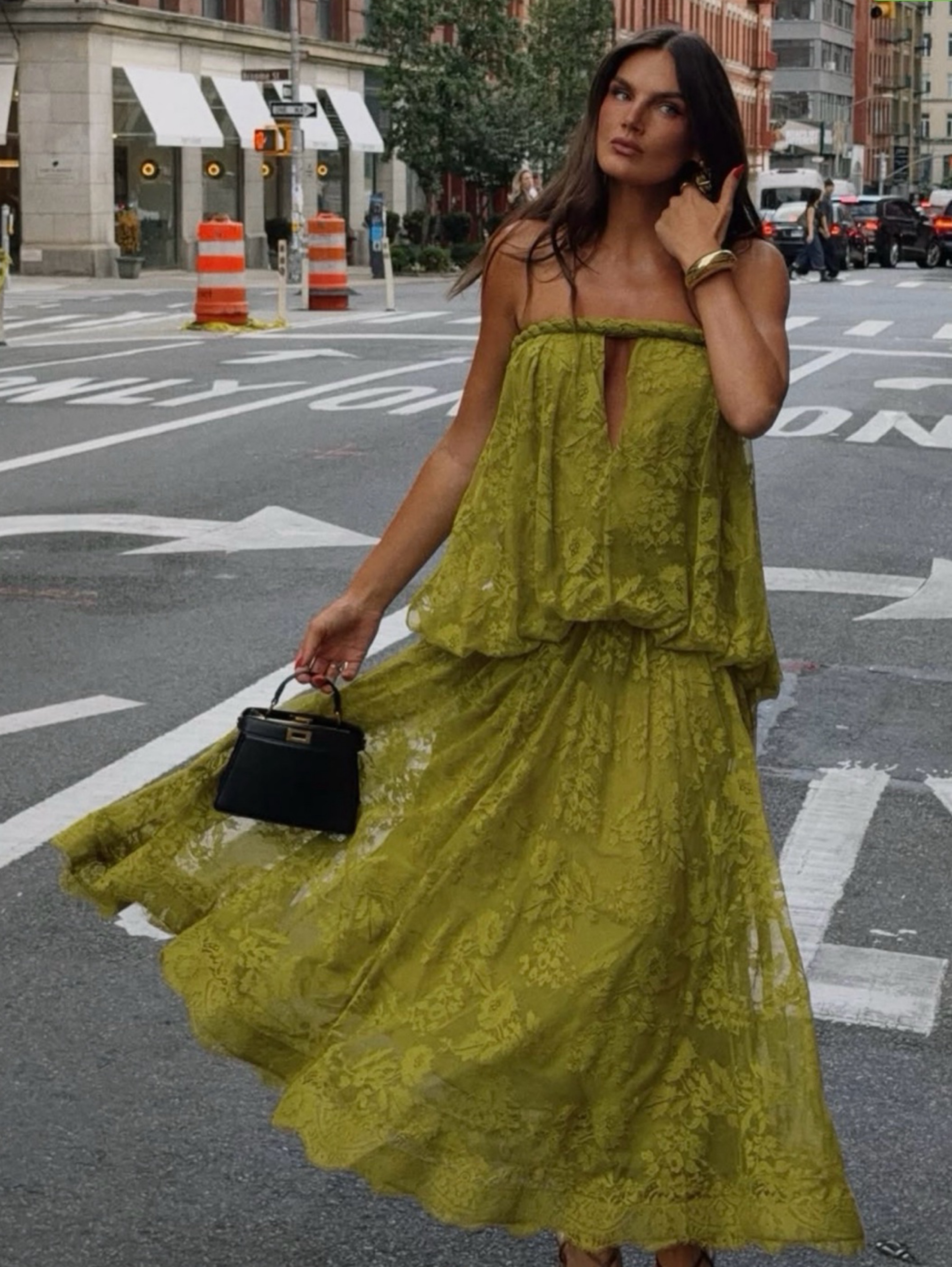 Zimmermann Zimmermann Luna lace bandeau gown green available to rent