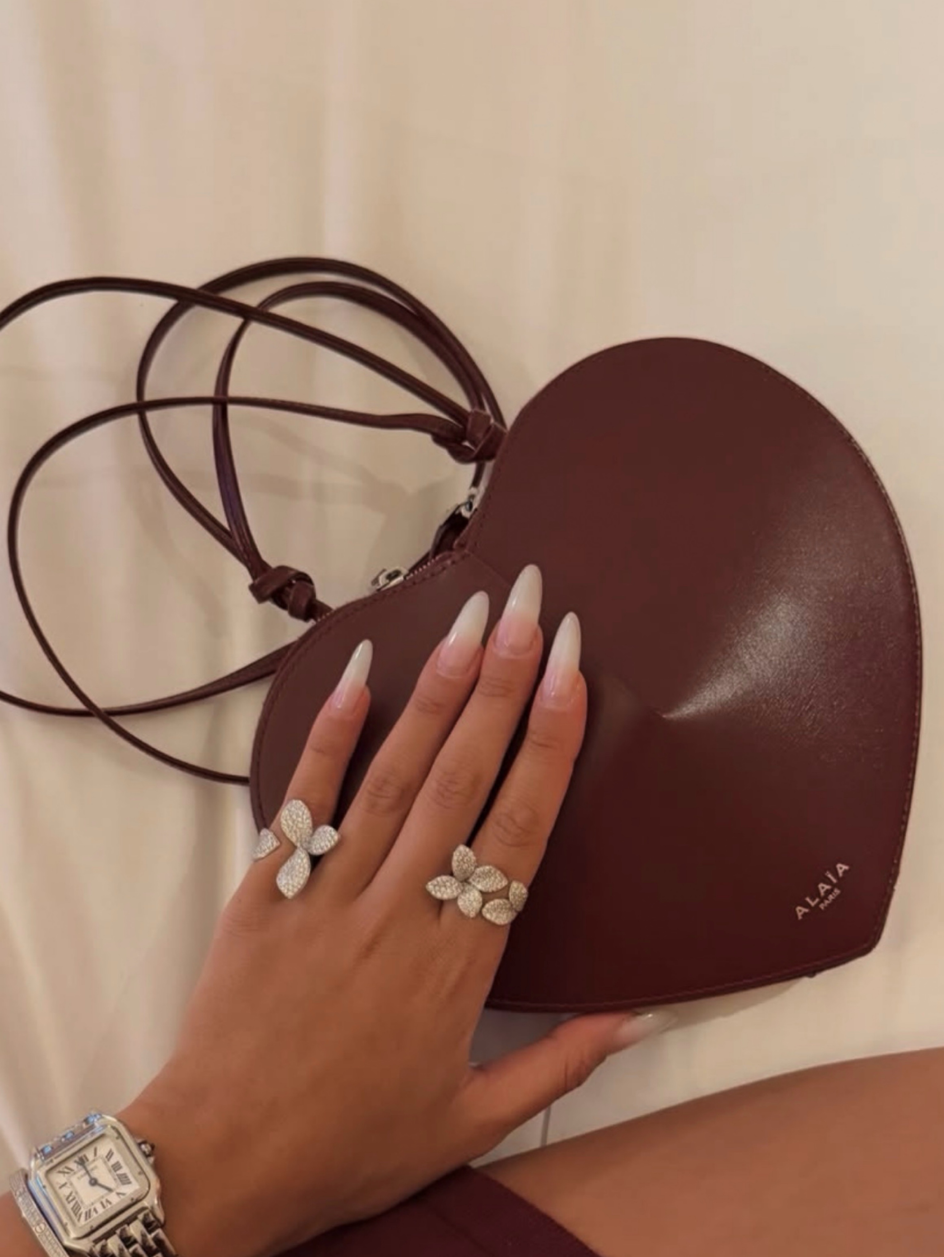 Independent designer Alaïa Burgundy Heart Bag available to rent