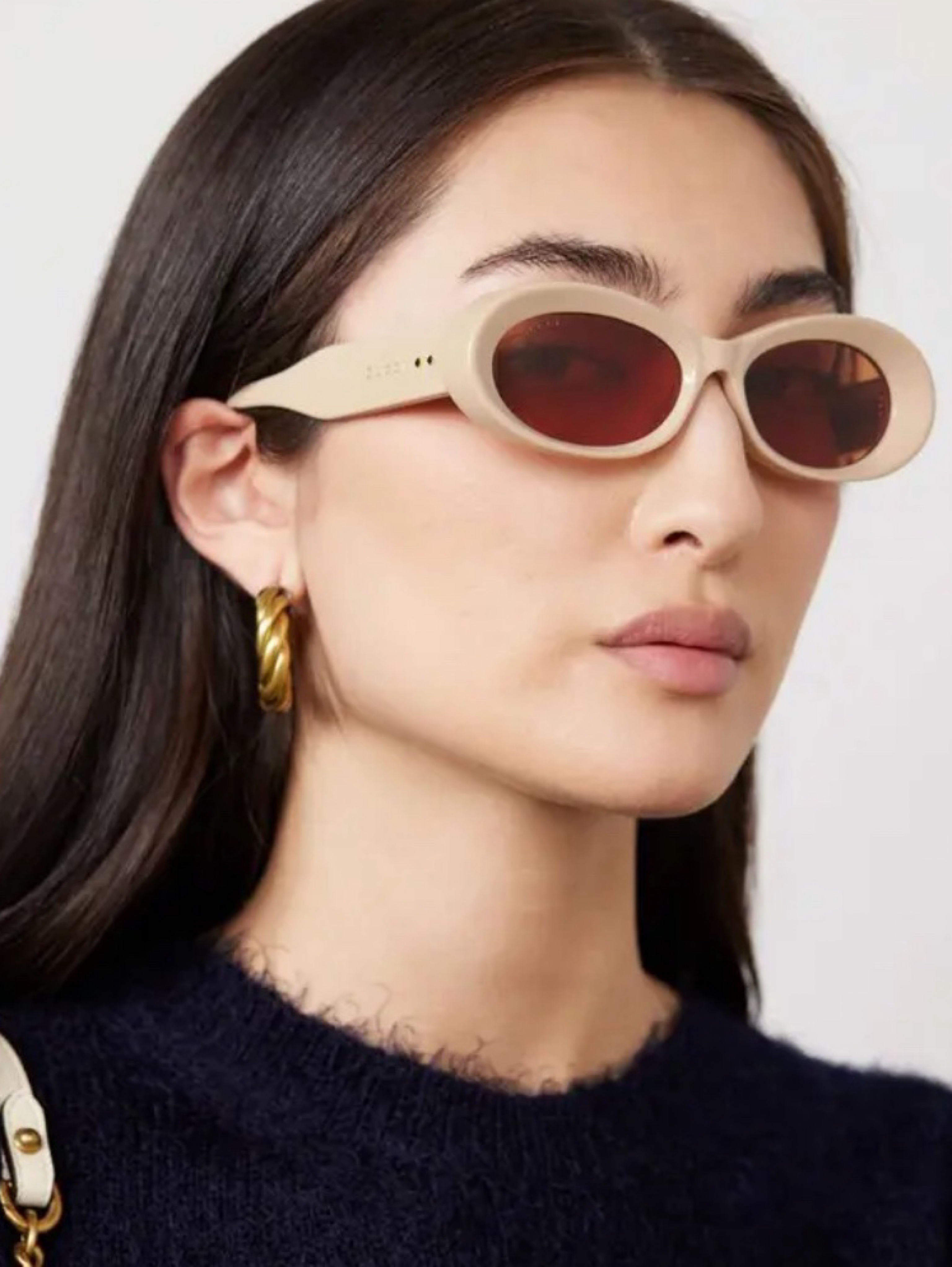 Gucci Gucci cream oval-frame sunglasses available to rent