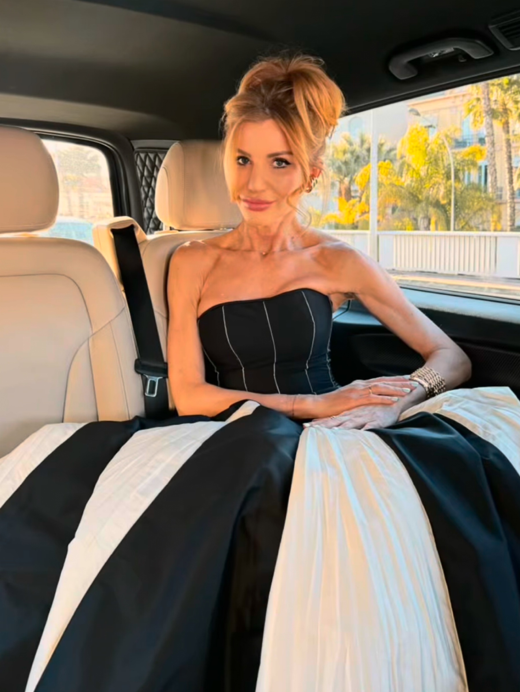 Independent designer Marmar Halim contrast panel taffeta gown available to rent