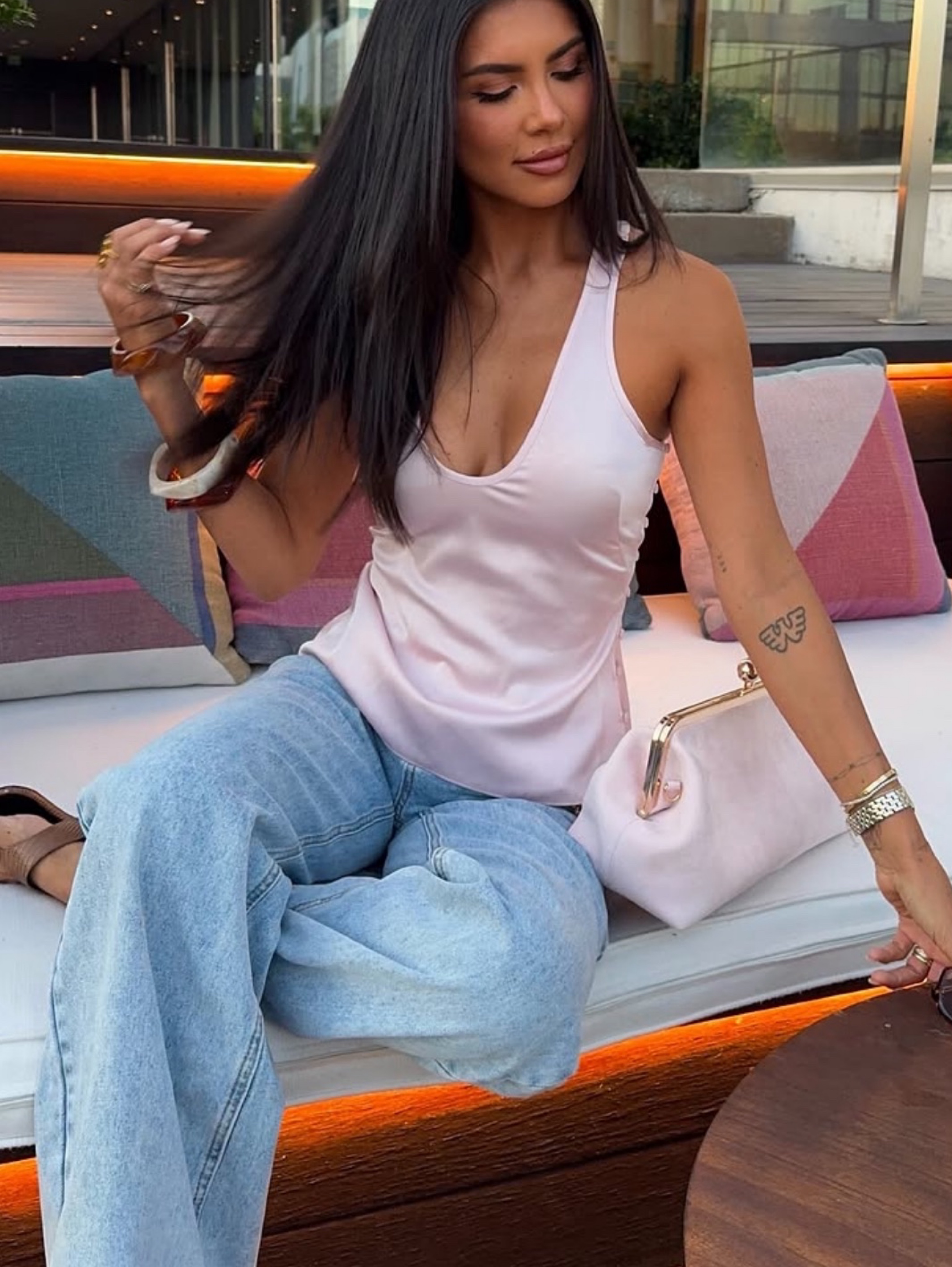 Independent designer Lovers and friends Molly top in light pink available to rent
