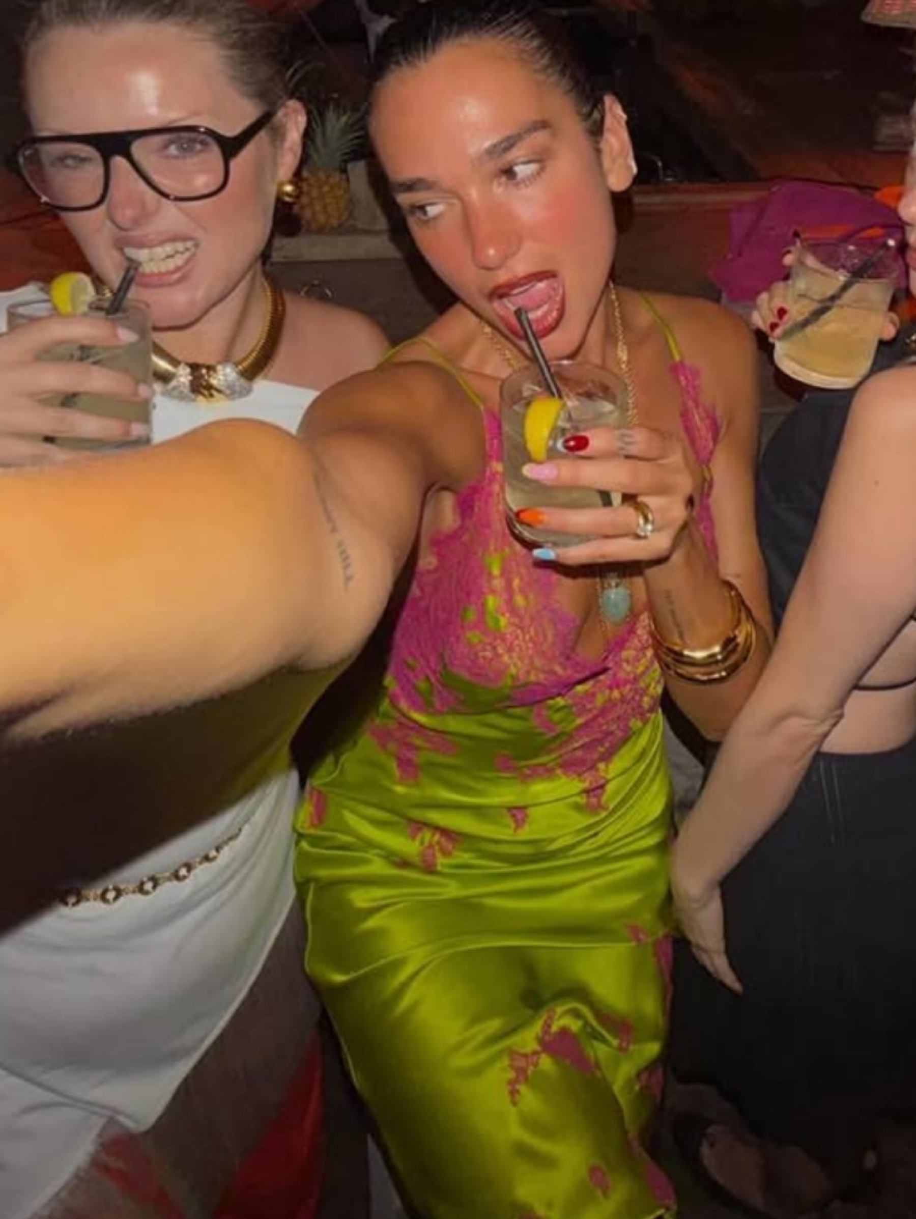 Dua Lipa Dua Lipa - hot pink lime slip dress available to rent
