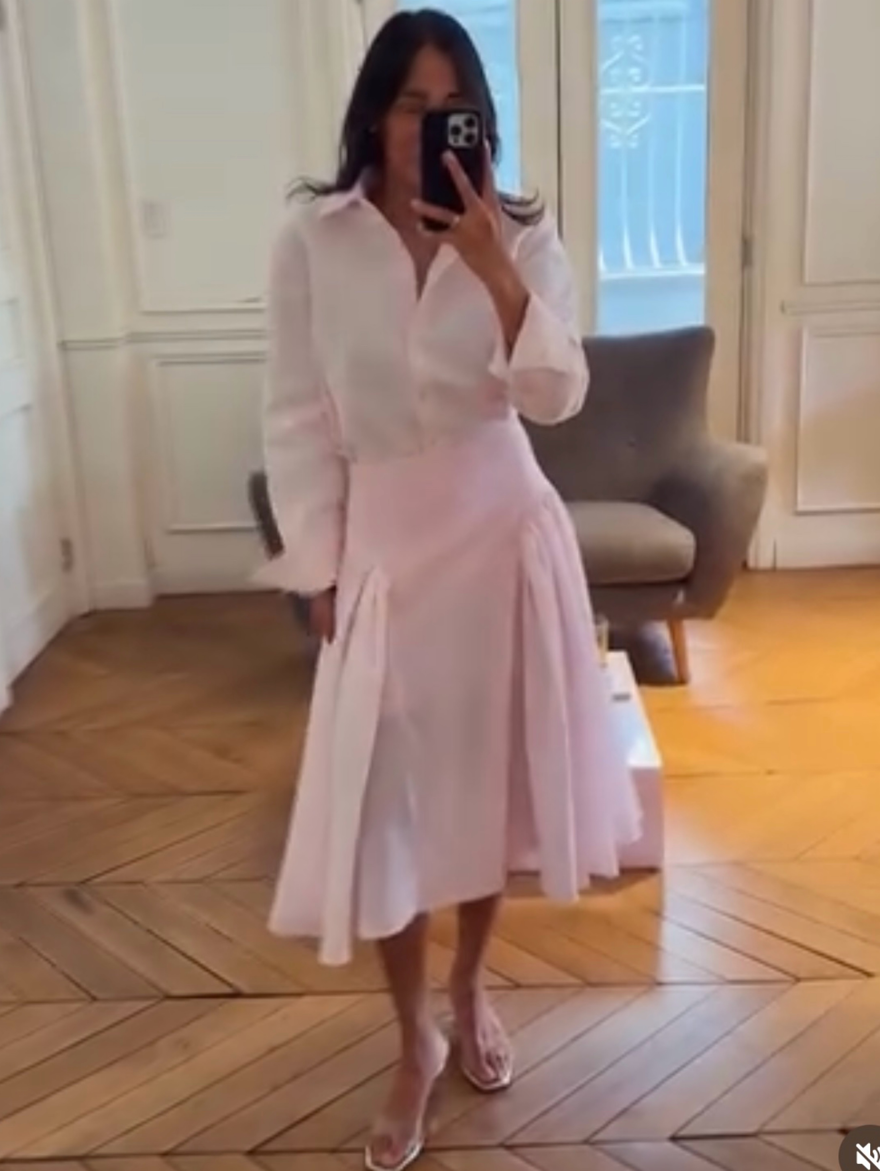 Independent designer Maison 75 Rosa pink button down available to rent